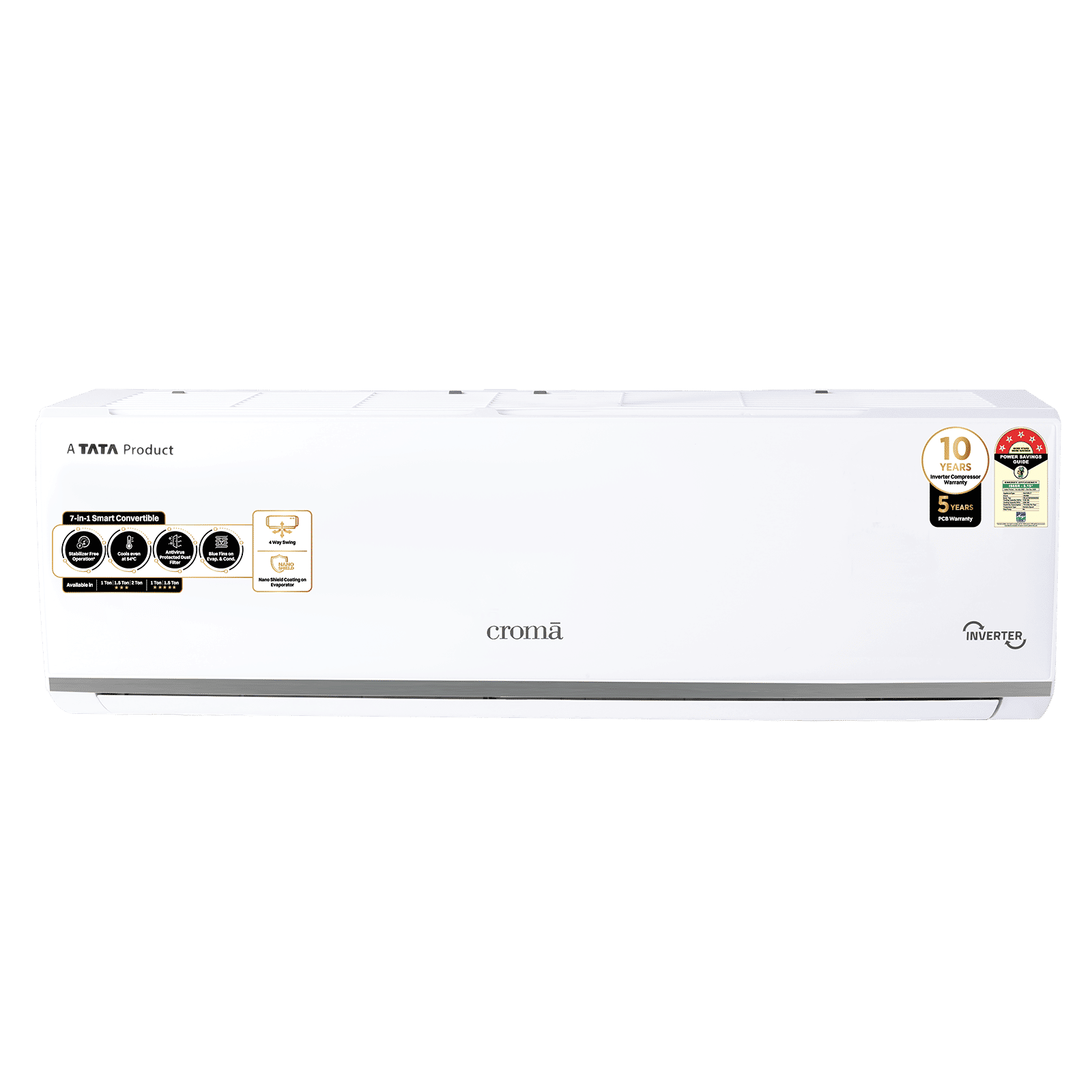 Croma 7 in 1 Convertible 1.5 Ton 5 Star Inverter Split AC with 4 Way Swing(2025 Model, Copper Condenser, CRLA018INF283269)_1