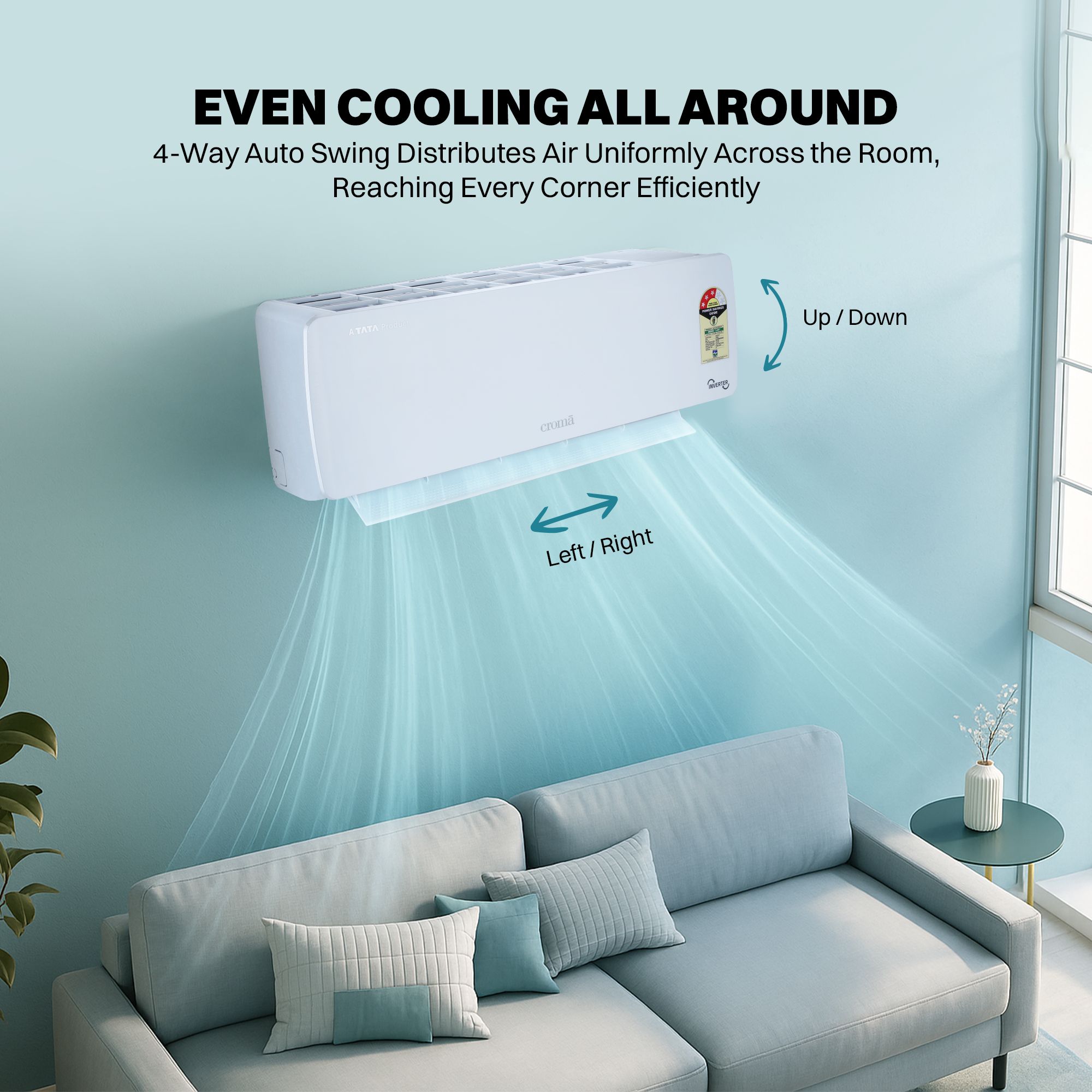 Croma 7 in 1 Convertible 0.8 Ton 3 Star Inverter Split AC with Temperature Sensor (2025 Model, Copper Condenser, CRLA009IND283263) Croma 7 in 1 Convertible 0.8 Ton 3 Star Inverter Split AC with Temperature Sensor (2025 Model, Copper Condenser, CRLA009IND283263)_11