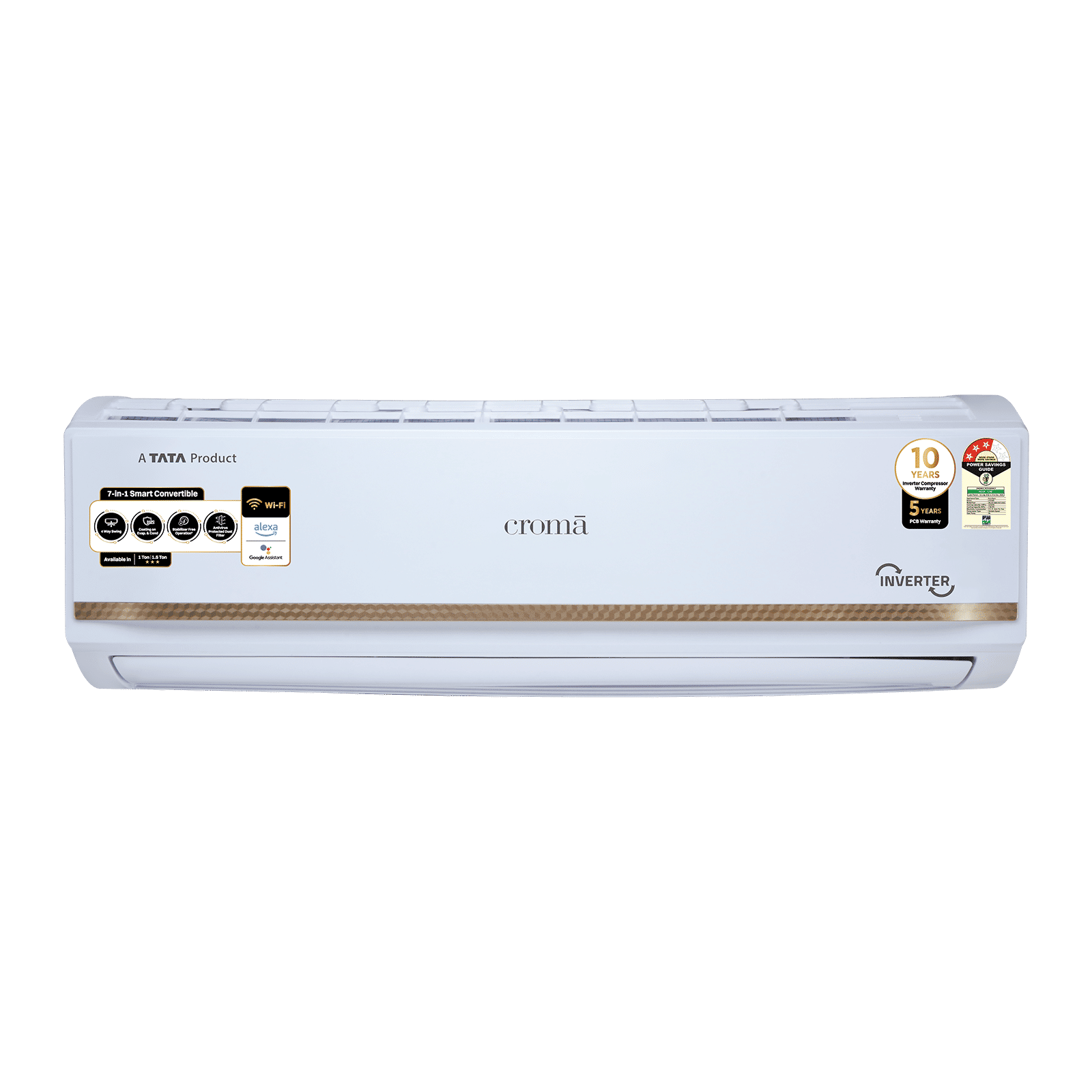 Croma 7 in 1 Convertible 1 Ton 3 Star Inverter Split Smart AC with Voice Assistant (2025 Model, Copper Condenser, CRLAS12IND170272) Croma 7 in 1 Convertible 1 Ton 3 Star Inverter Split Smart AC with Voice Assistant (2025 Model, Copper Condenser, CRLAS12IND170272)_1