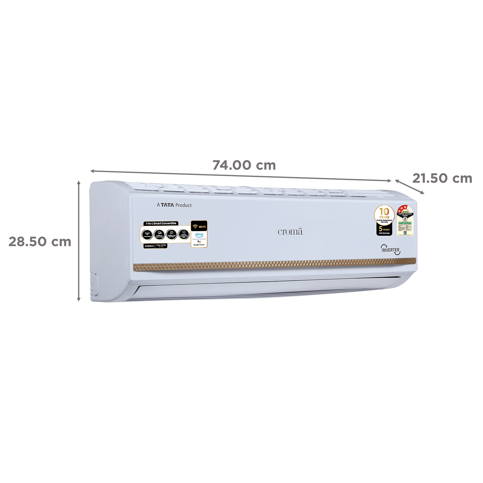 Croma 7 in 1 Convertible 1 Ton 3 Star Inverter Split Smart AC with Voice Assistant (2025 Model, Copper Condenser, CRLAS12IND170272) Croma 7 in 1 Convertible 1 Ton 3 Star Inverter Split Smart AC with Voice Assistant (2025 Model, Copper Condenser, CRLAS12IND170272)_3