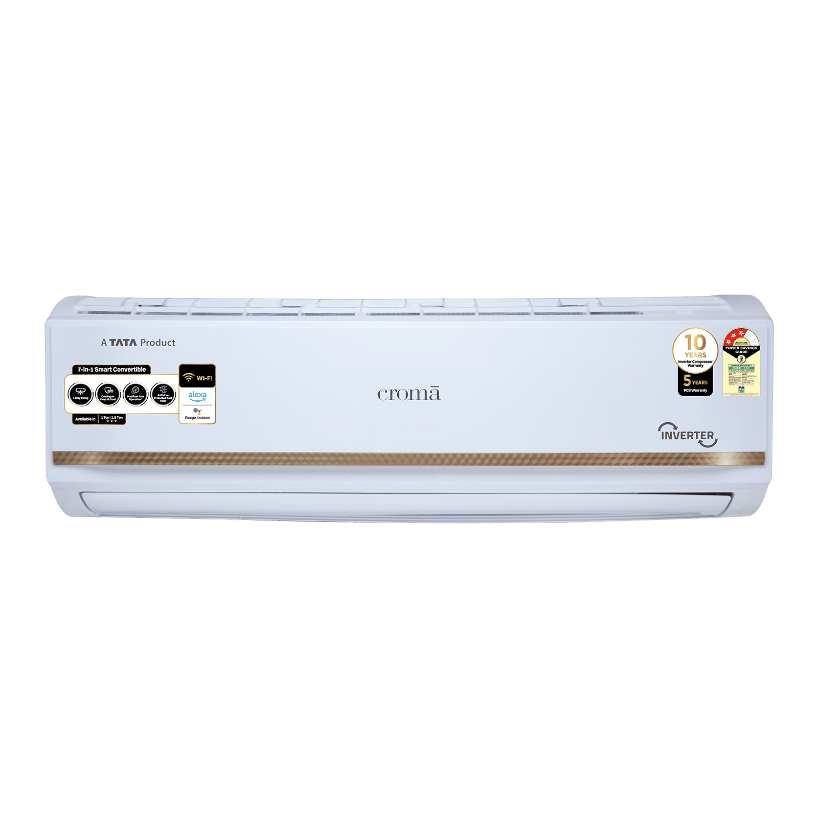 Croma 7 in 1 Convertible 1.5 Ton 3 Star Inverter Split Smart AC with Voice Assistant (Copper Condenser, CRLAS18IND170276) Croma 7 in 1 Convertible 1.5 Ton 3 Star Inverter Split Smart AC with Voice Assistant (Copper Condenser, CRLAS18IND170276)_1