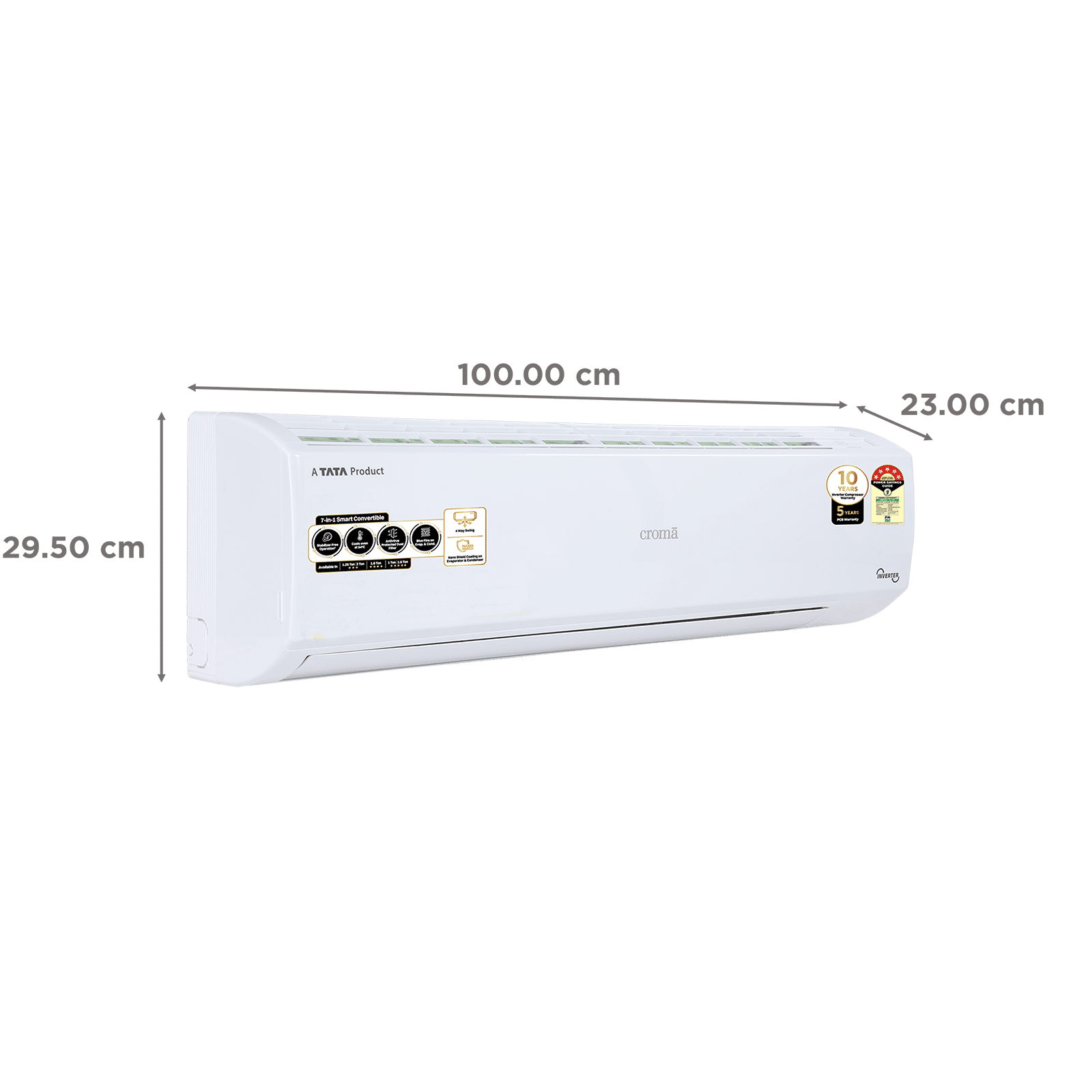 Croma 7 in 1 Convertible 1.5 Ton 5 Star Inverter Split AC with Temperature Sensor (2025 Model, Copper Condenser, CRLA018INF170277) Croma 7 in 1 Convertible 1.5 Ton 5 Star Inverter Split AC with Temperature Sensor (2025 Model, Copper Condenser, CRLA018INF170277)_3