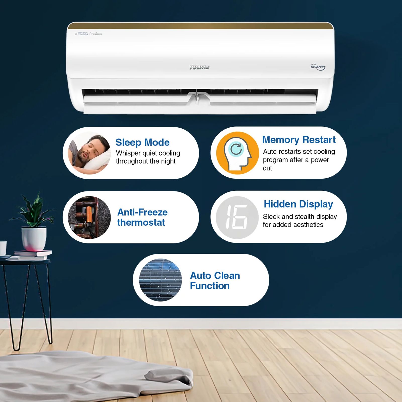 VOLTAS 123V Vertis Smart Elite Gold 1 Ton 3 Star Inverter Split Smart AC with IoT Enabled (Copper Condenser, 4503704) VOLTAS 123V Vertis Smart Elite Gold 1 Ton 3 Star Inverter Split Smart AC with IoT Enabled (Copper Condenser, 4503704)_8