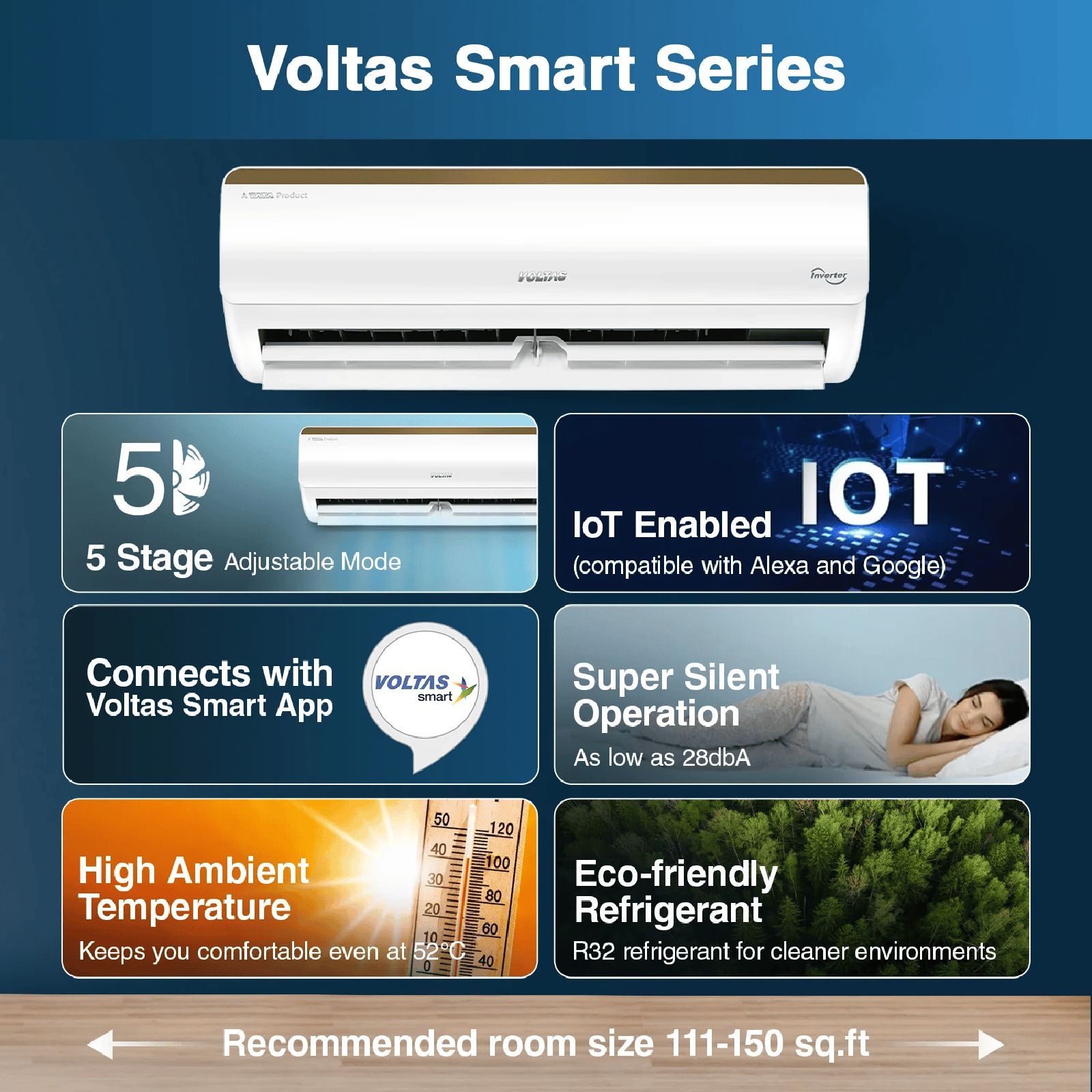 VOLTAS 183V Vertis Smart Elite Gold 1.5 Ton 3 Star Inverter Split Smart AC with IoT Enabled (Copper Condenser, 4503705 )_6