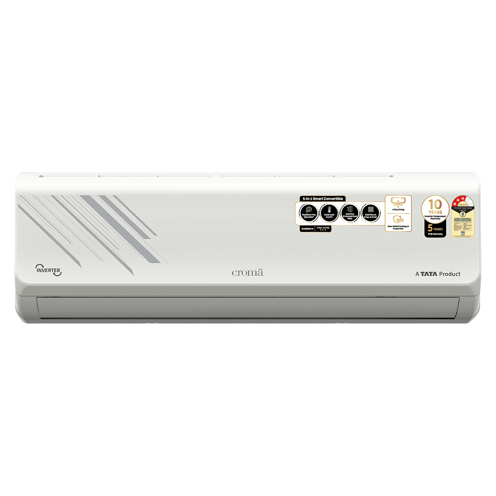 Croma 5 in 1 Convertible 1.5 Ton 3 Star Inverter Split AC with Anti Virus Protected Dust Filter (2025 Model, Copper Condenser, CRLA018IND255361) Croma 5 in 1 Convertible 1.5 Ton 3 Star Inverter Split AC with Anti Virus Protected Dust Filter (2025 Model, Copper Condenser, CRLA018IND255361)_1