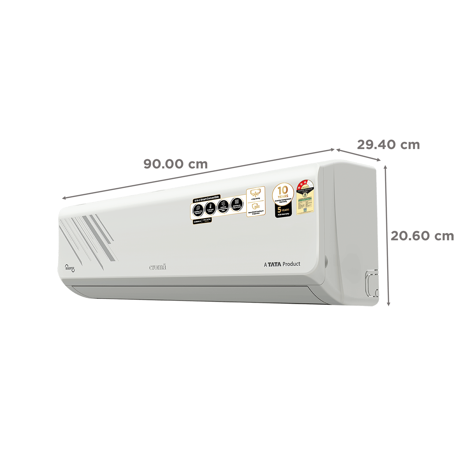 Croma 5 in 1 Convertible 1.5 Ton 3 Star Inverter Split AC with Anti Virus Protected Dust Filter (2025 Model, Copper Condenser, CRLA018IND255361) Croma 5 in 1 Convertible 1.5 Ton 3 Star Inverter Split AC with Anti Virus Protected Dust Filter (2025 Model, Copper Condenser, CRLA018IND255361)_3