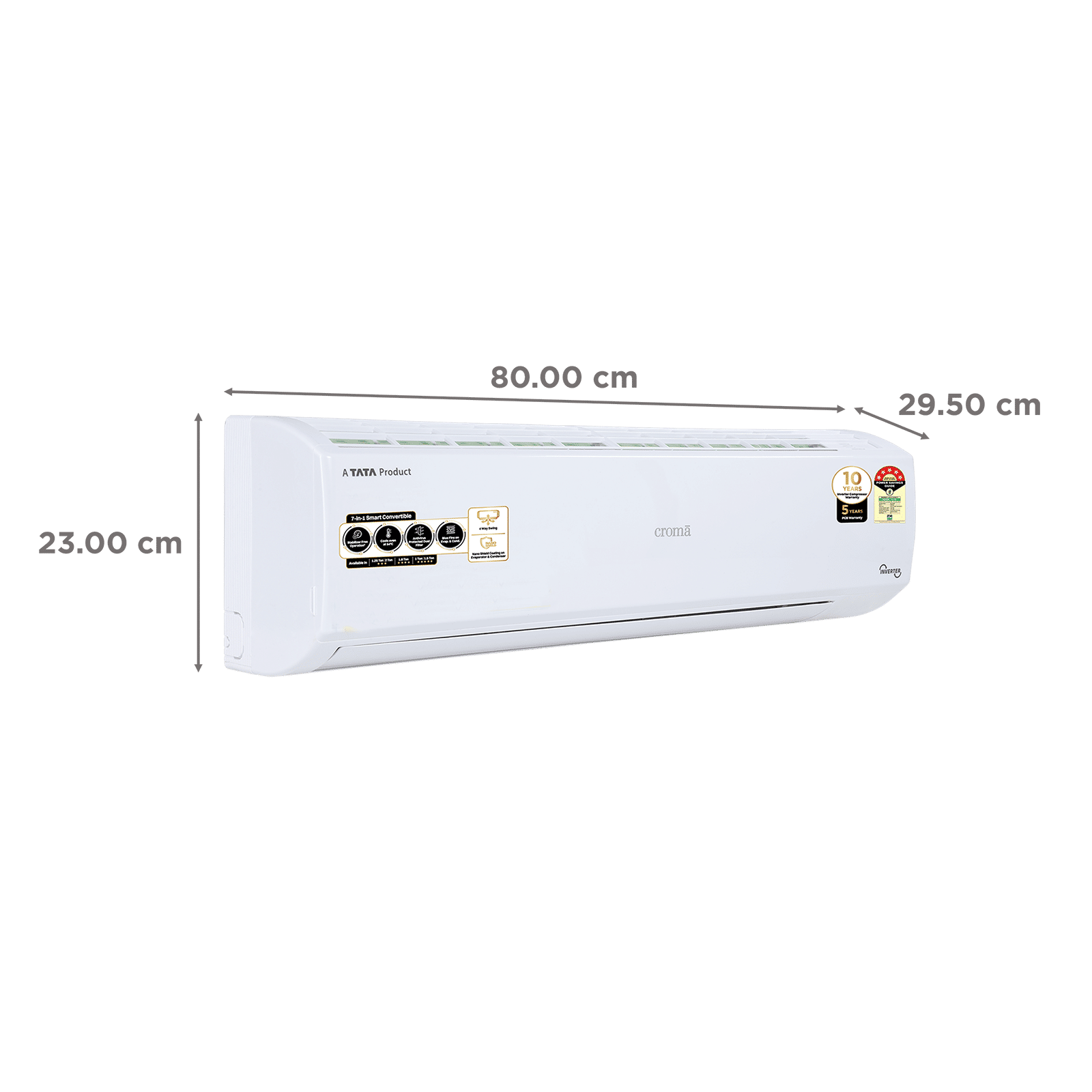 Croma 7 in 1 Convertible 1 Ton 5 Star Inverter Split AC with Antiviral protection (2025 Model, Copper Condenser, CRLA012INF170273) Croma 7 in 1 Convertible 1 Ton 5 Star Inverter Split AC with Antiviral protection (2025 Model, Copper Condenser, CRLA012INF170273)_3