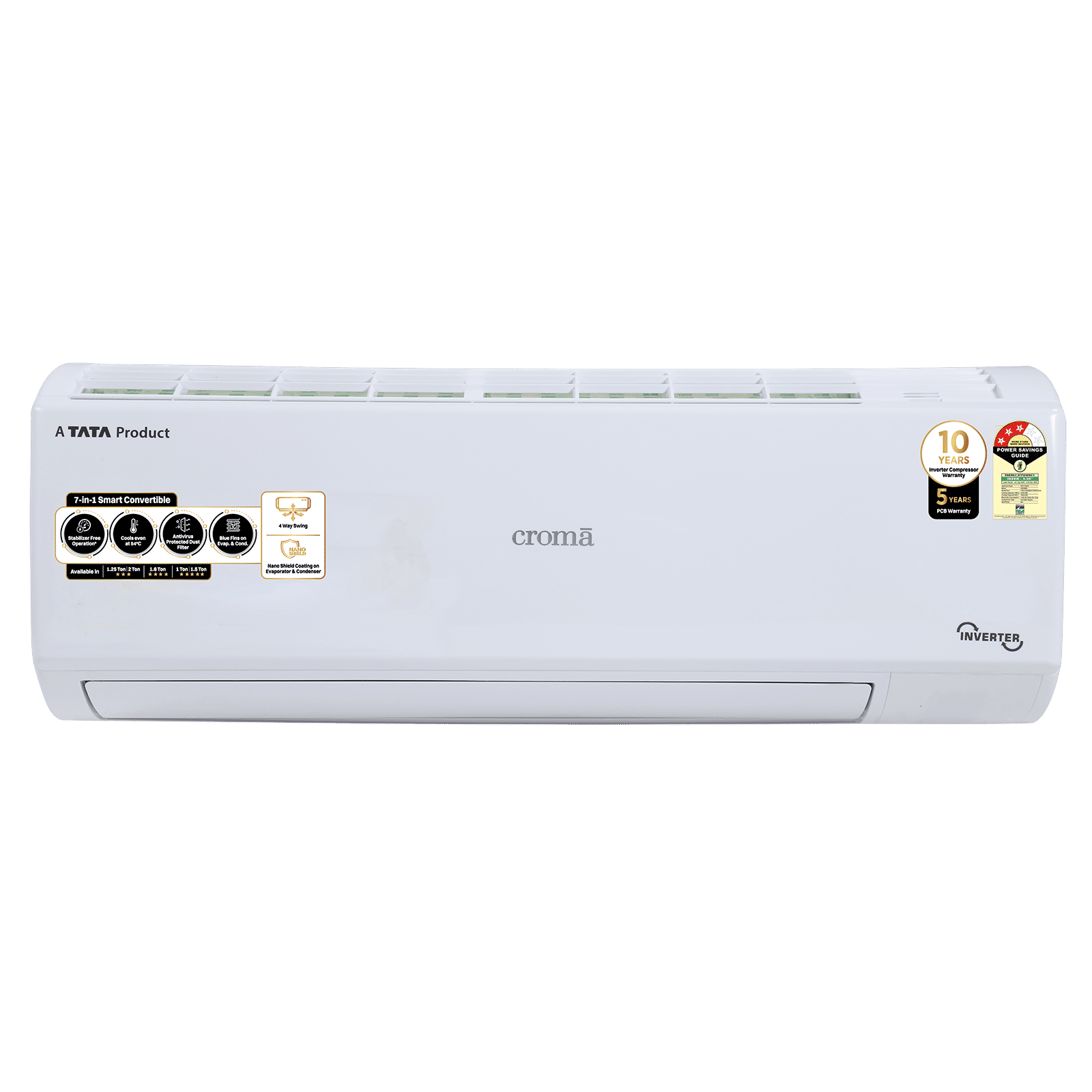 Croma 7 in 1 Convertible 2 Ton 3 Star Inverter Split AC with 4 way Swing function (2025 Model, Copper Condenser, CRLA024IND170281) Croma 7 in 1 Convertible 2 Ton 3 Star Inverter Split AC with 4 way Swing function (2025 Model, Copper Condenser, CRLA024IND170281)_1