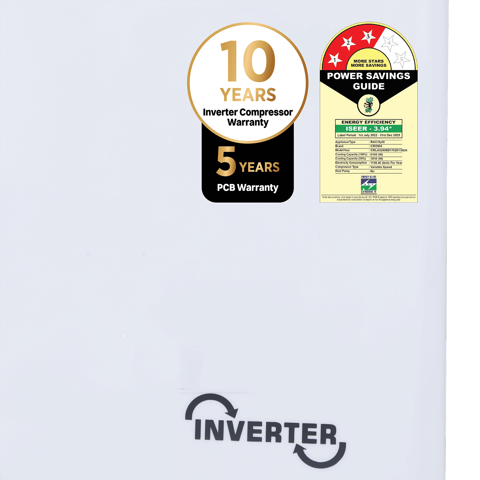 Croma 7 in 1 Convertible 2 Ton 3 Star Inverter Split AC with 4 way Swing function (2025 Model, Copper Condenser, CRLA024IND170281) Croma 7 in 1 Convertible 2 Ton 3 Star Inverter Split AC with 4 way Swing function (2025 Model, Copper Condenser, CRLA024IND170281)_14