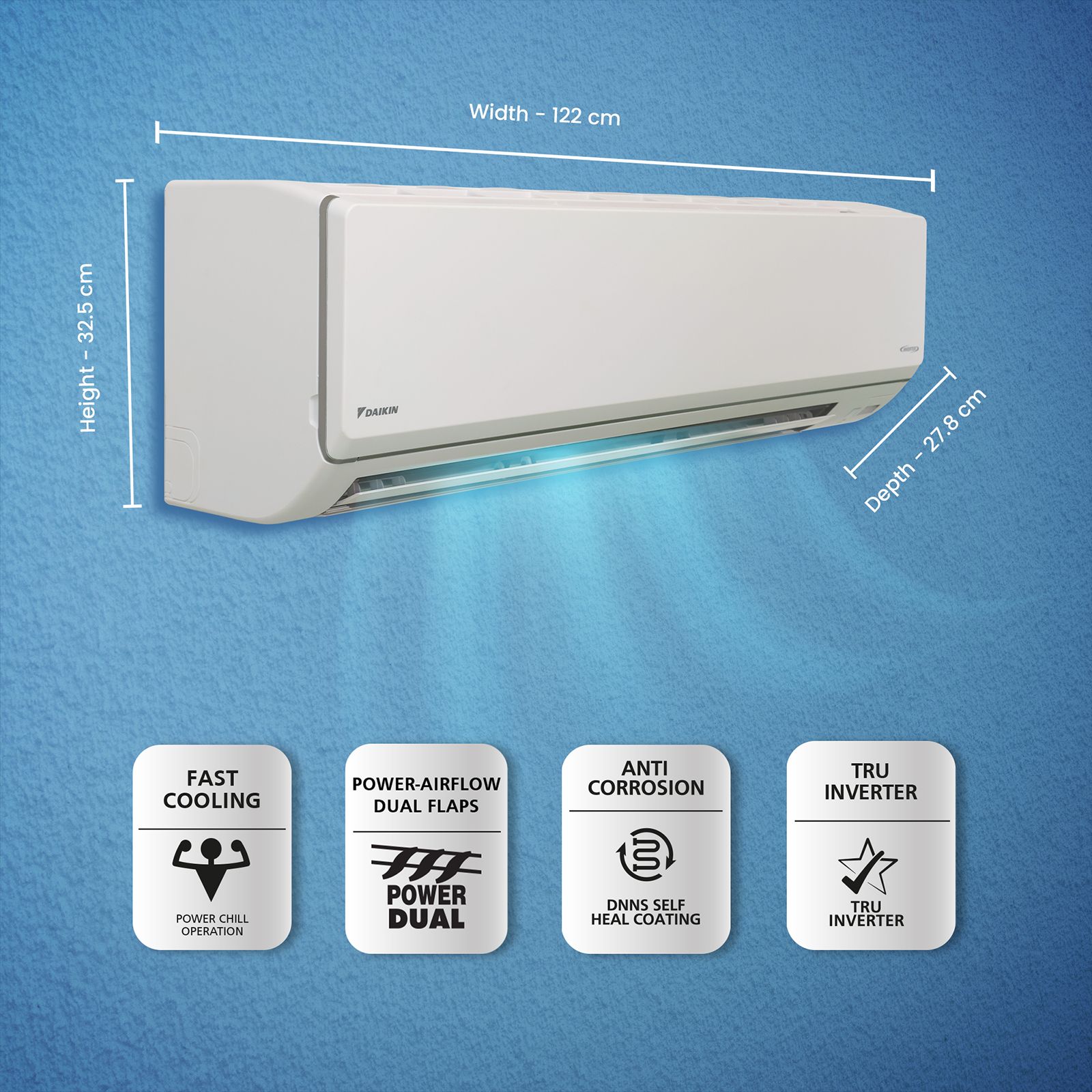 DAIKIN Premium Series 2.5 Ton 4 Star Inverter Split AC with (Copper Condenser, PM 2.5 Filter, FTKL90UV)_6