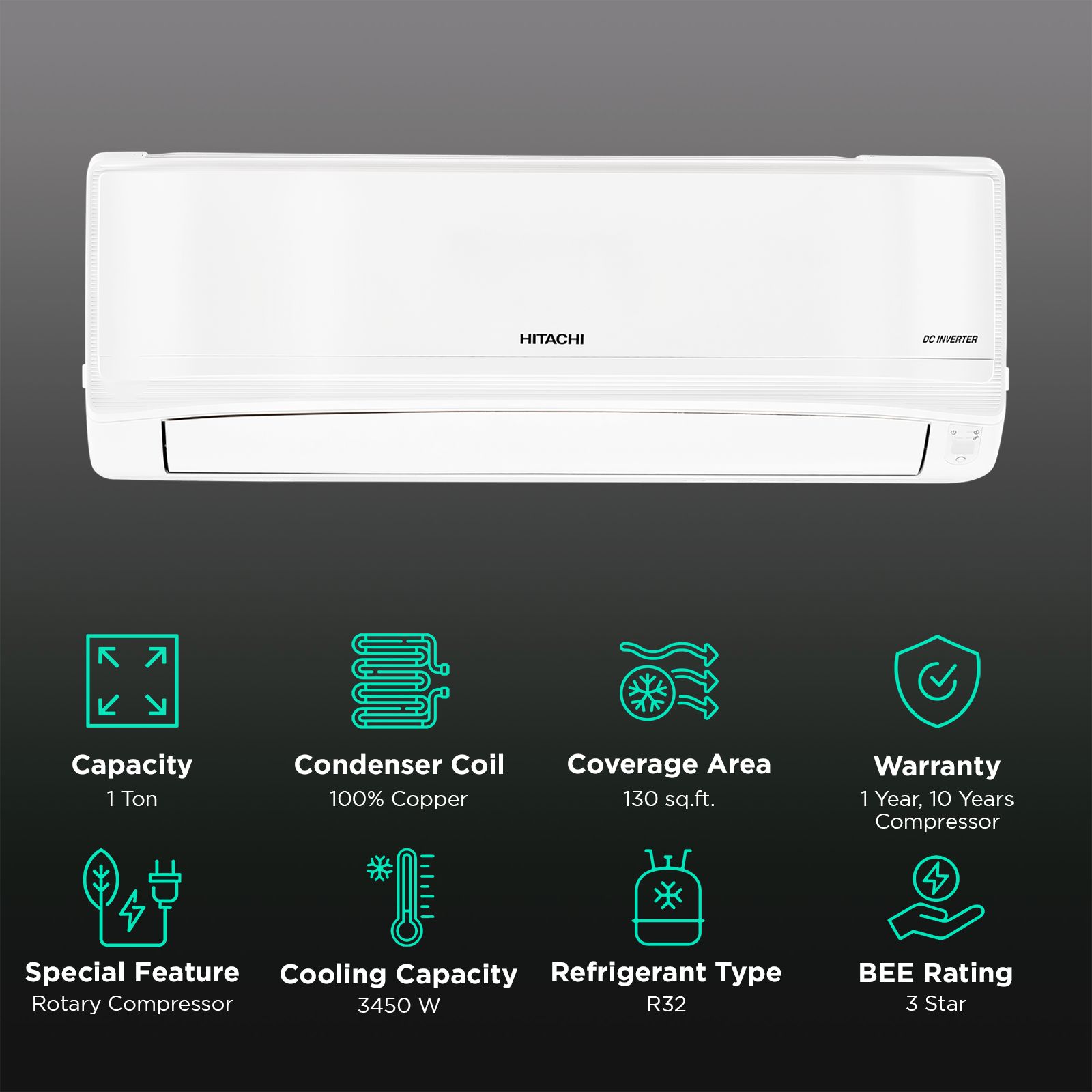 HITACHI iZen 3400SXL Convertible 1 Ton 3 Star Invertor Split AC with Anti Bacterial SuperFine Mesh Filter (Copper Condenser, RAS.G312PCBISS1) HITACHI iZen 3400SXL Convertible 1 Ton 3 Star Invertor Split AC with Anti Bacterial SuperFine Mesh Filter (Copper Condenser, RAS.G312PCBISS1)_2