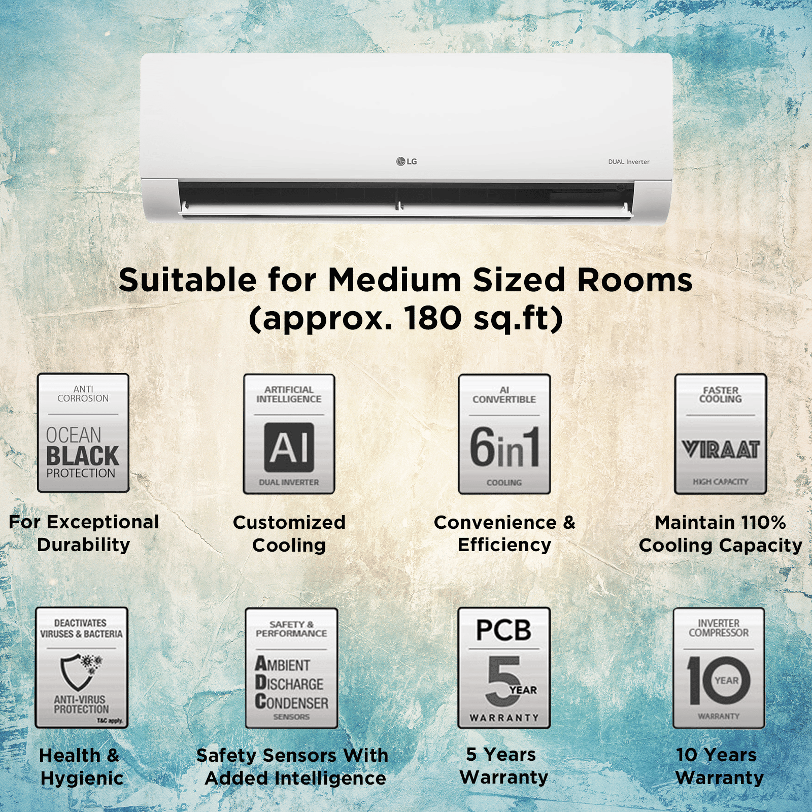 LG 6 in 1 Convertible 1.5 Ton 5 Star Dual Inverter Split AC with HD Filter (2025 Model, Copper Condenser, US-Q19ANZE.ANLG) LG 6 in 1 Convertible 1.5 Ton 5 Star Dual Inverter Split AC with HD Filter (2025 Model, Copper Condenser, US-Q19ANZE.ANLG)_6