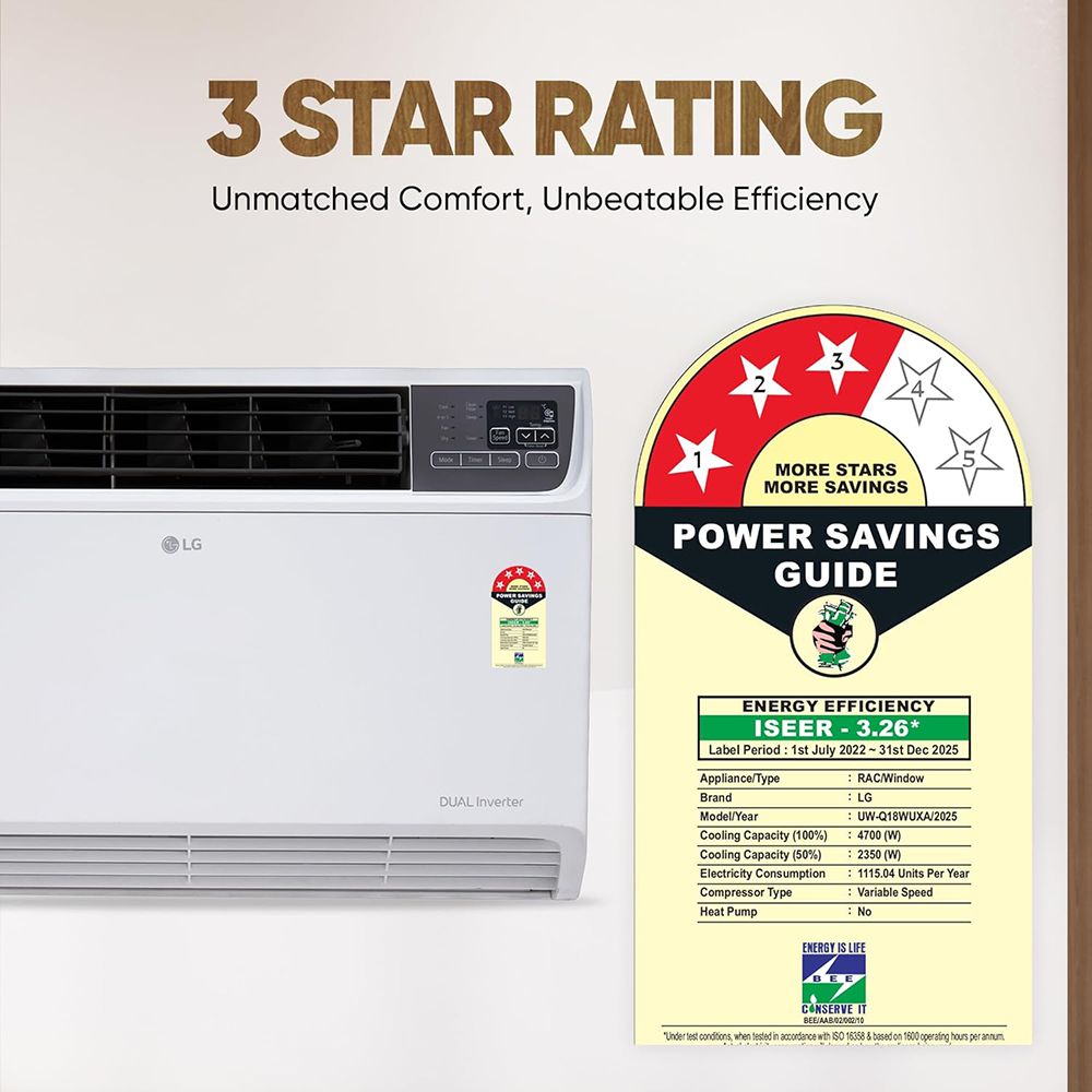 LG 4 in 1 Convertible 1.5 Ton 3 Star Dual Inverter Window AC with 6 Step Fan Speed (2025 Model, Copper Condenser, 18WUXA.ASLG) LG 4 in 1 Convertible 1.5 Ton 3 Star Dual Inverter Window AC with 6 Step Fan Speed (2025 Model, Copper Condenser, 18WUXA.ASLG)_14