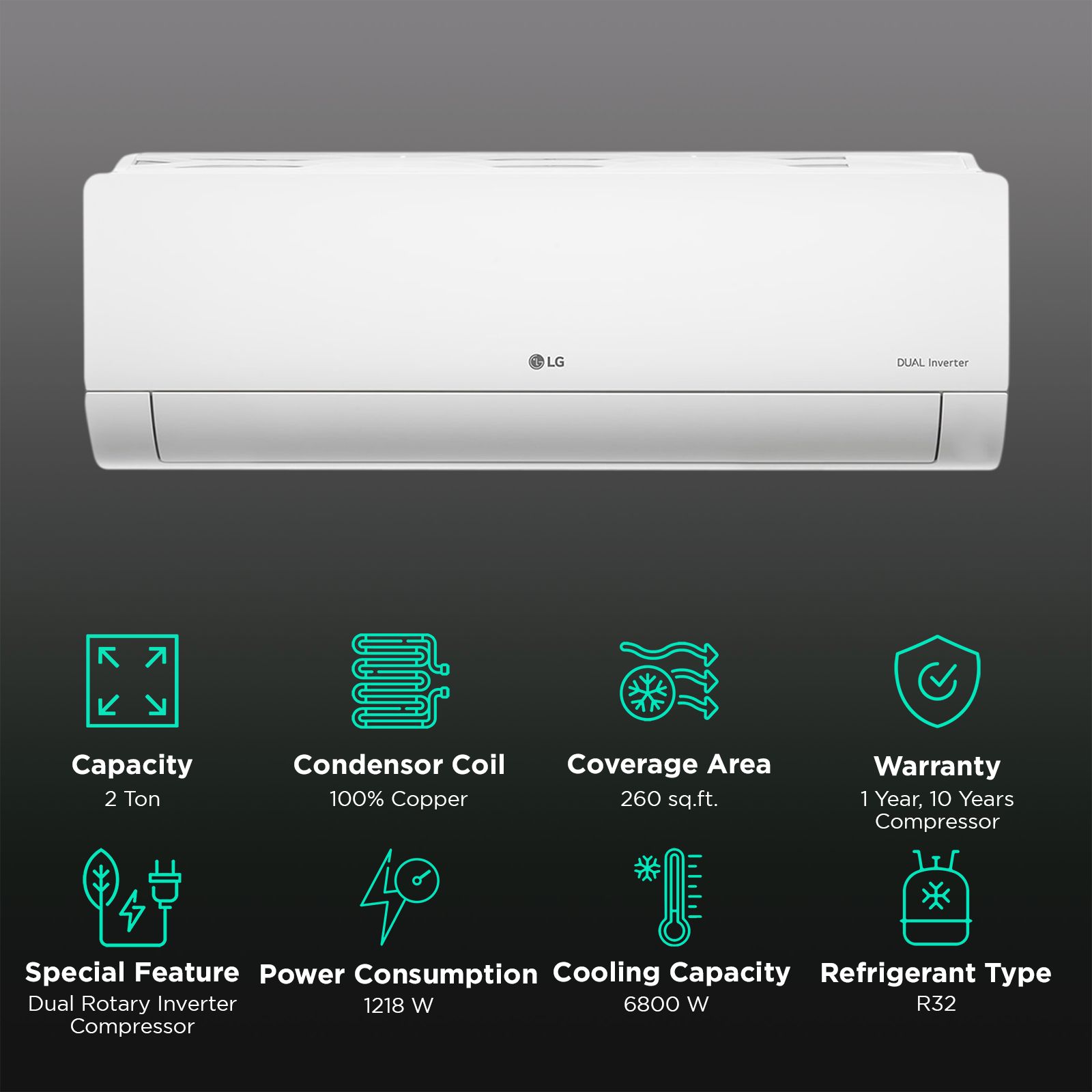 LG 6 in 1 Convertible 2 Ton 3 Star Dual Inverter Split AC with 4 Way Swing (2025 Model, Copper Condenser, US-Q24ENXE.ANLG)_2