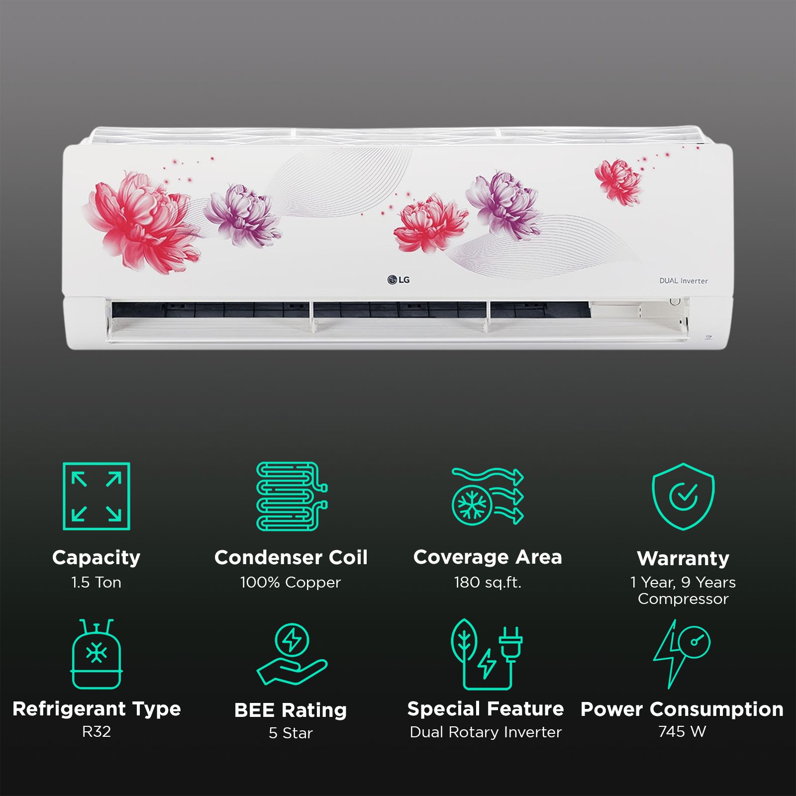 LG 1.5 Ton 5 Star Dual Inverter Split AC with 6 Step Fan Speed (2025 Model, Copper Condensor, US-Q19FWZE.ANLG)_2