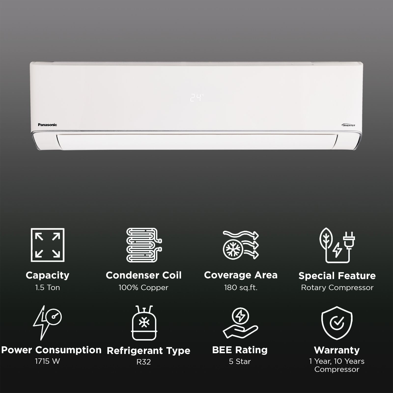 Panasonic EU 7 in 1 Convertible 1.5 Ton 5 Star Inverter Split Smart AC with Voice Assistant (Copper Condenser, CS/CU-EU18BKY5XFM)_2