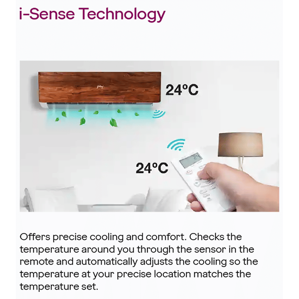 Godrej Eon Vogue 5 in 1 Convertible 1.5 Ton 3 Star Inverter Split AC with i-Sense Technology (Copper Condenser, SIC 18VTC3 WYB CYP) Godrej Eon Vogue 5 in 1 Convertible 1.5 Ton 3 Star Inverter Split AC with i-Sense Technology (Copper Condenser, SIC 18VTC3 WYB CYP)_10