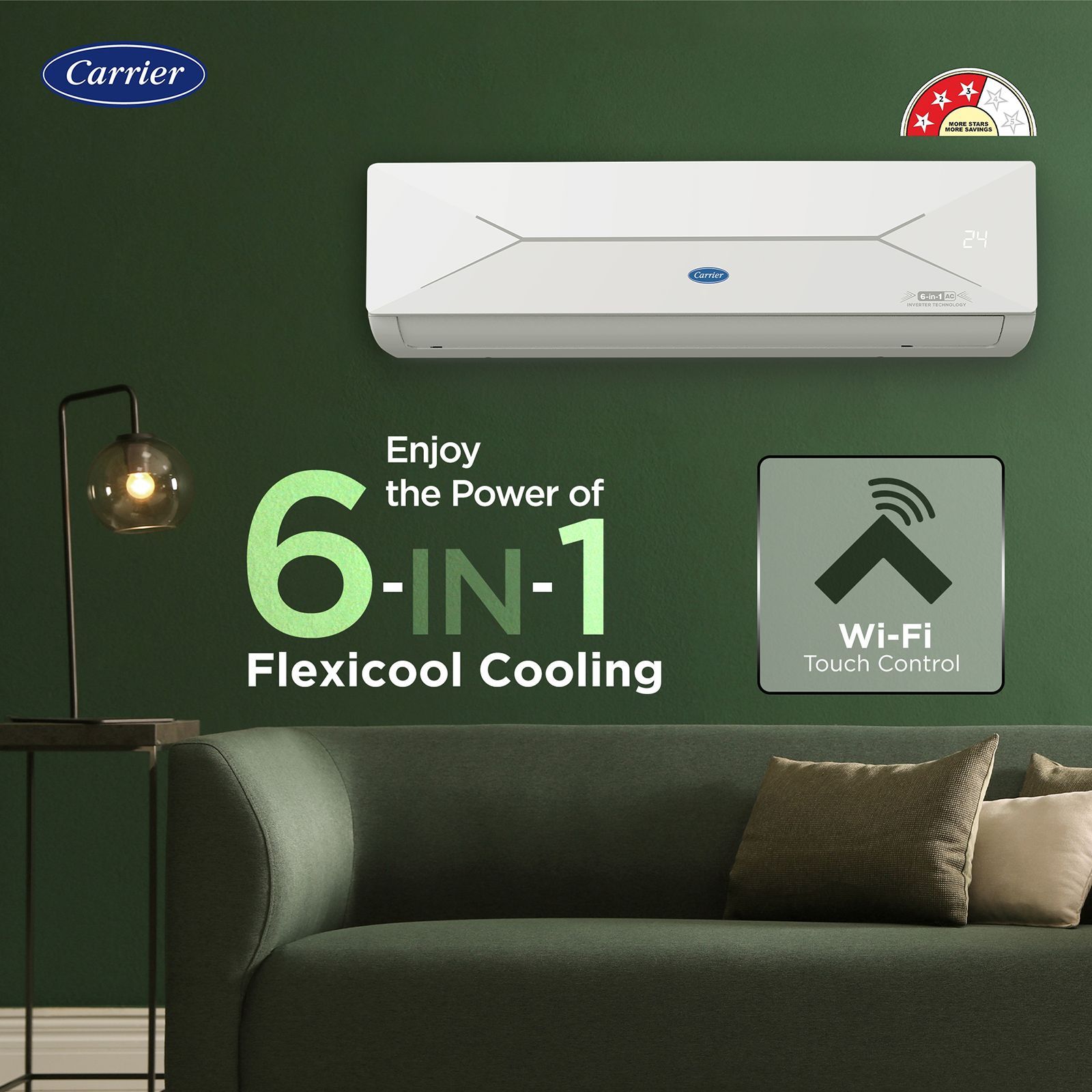 Carrier ESTER EDGE FXi 6 in 1 Convertible 1 Ton 3 Star Inverter Split Smart AC with Wi-Fi Supported (Copper Condenser, CAI12EE3R35W0) Carrier ESTER EDGE FXi 6 in 1 Convertible 1 Ton 3 Star Inverter Split Smart AC with Wi-Fi Supported (Copper Condenser, CAI12EE3R35W0)_6