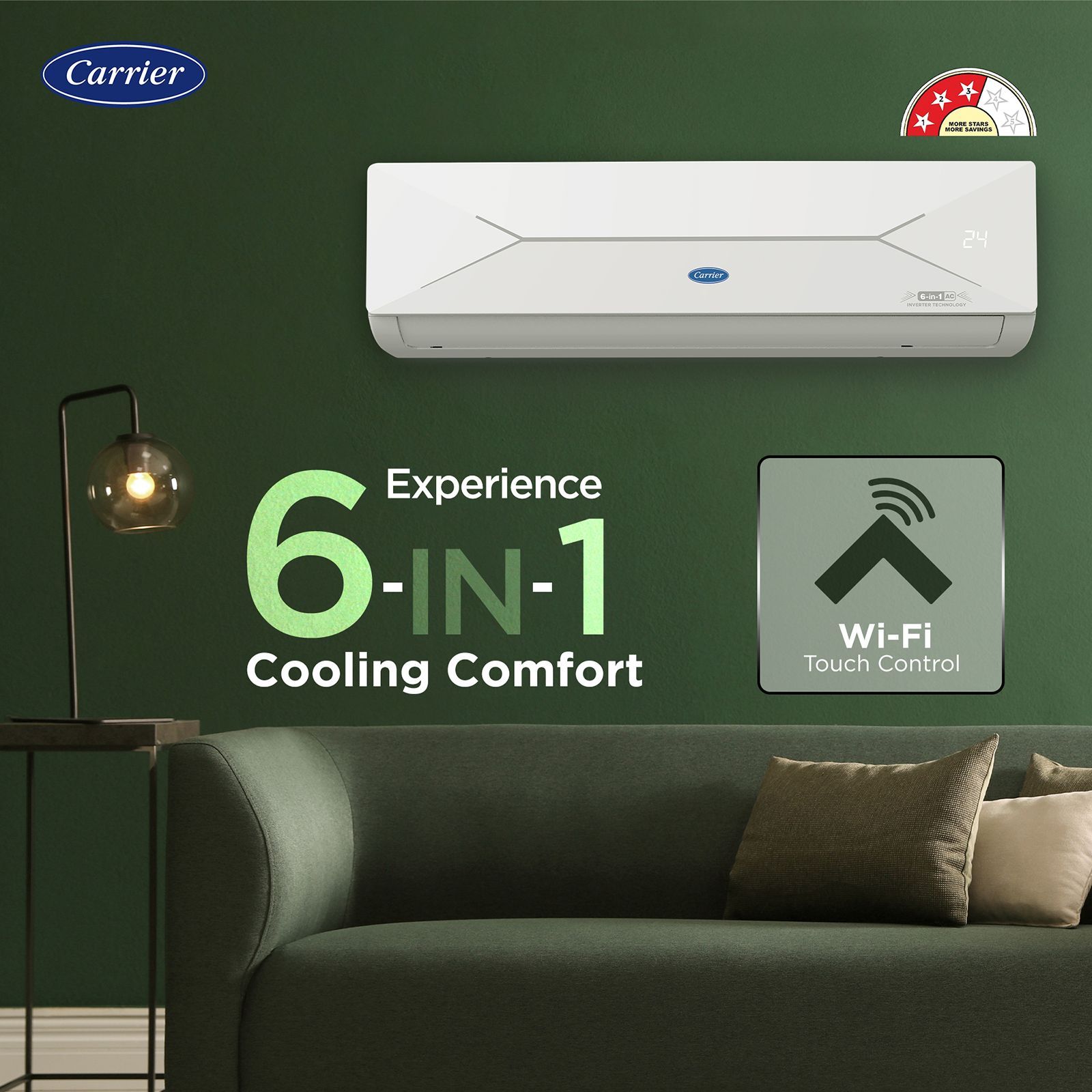 Carrier ESTER EDGE FXi 6 in 1 Convertible 1.5 Ton 3 Star Inverter Split Smart AC with Wi-Fi Supported (Copper Condenser, CAI18EE3R35W0) Carrier ESTER EDGE FXi 6 in 1 Convertible 1.5 Ton 3 Star Inverter Split Smart AC with Wi-Fi Supported (Copper Condenser, CAI18EE3R35W0)_7