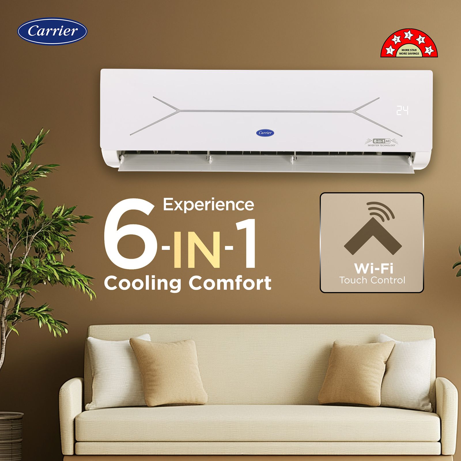 Carrier ESTER EDGE FXi 6 in 1 Convertible 1.5 Ton 5 Star Inverter Split Smart AC with Wi-Fi Supported (Copper Condenser, CAI19EE5R35W0) Carrier ESTER EDGE FXi 6 in 1 Convertible 1.5 Ton 5 Star Inverter Split Smart AC with Wi-Fi Supported (Copper Condenser, CAI19EE5R35W0)_4