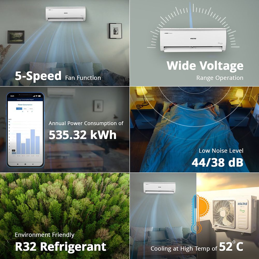VOLTAS 125V Vectra Elite-1 Convertible 1 Ton 5 Star Inverter Split AC with 4 Step Adjustable Mode (Copper Condenser, 4503726) VOLTAS 125V Vectra Elite-1 Convertible 1 Ton 5 Star Inverter Split AC with 4 Step Adjustable Mode (Copper Condenser, 4503726)_10