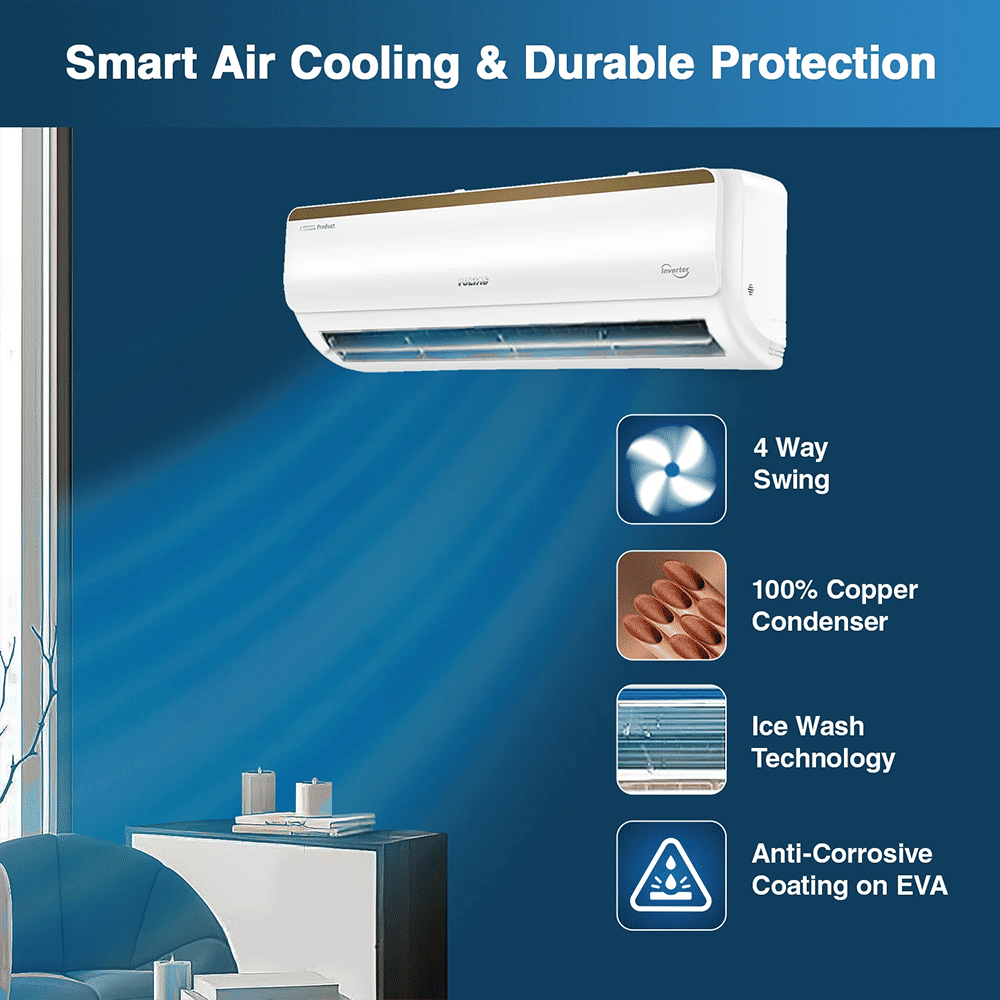 VOLTAS 125V Vertis Elite Gold 1 Ton 5 Star Inverter Split AC with Ice Wash Technology (Copper Condenser, Anti Dust Filter, 4503682) VOLTAS 125V Vertis Elite Gold 1 Ton 5 Star Inverter Split AC with Ice Wash Technology (Copper Condenser, Anti Dust Filter, 4503682)_5