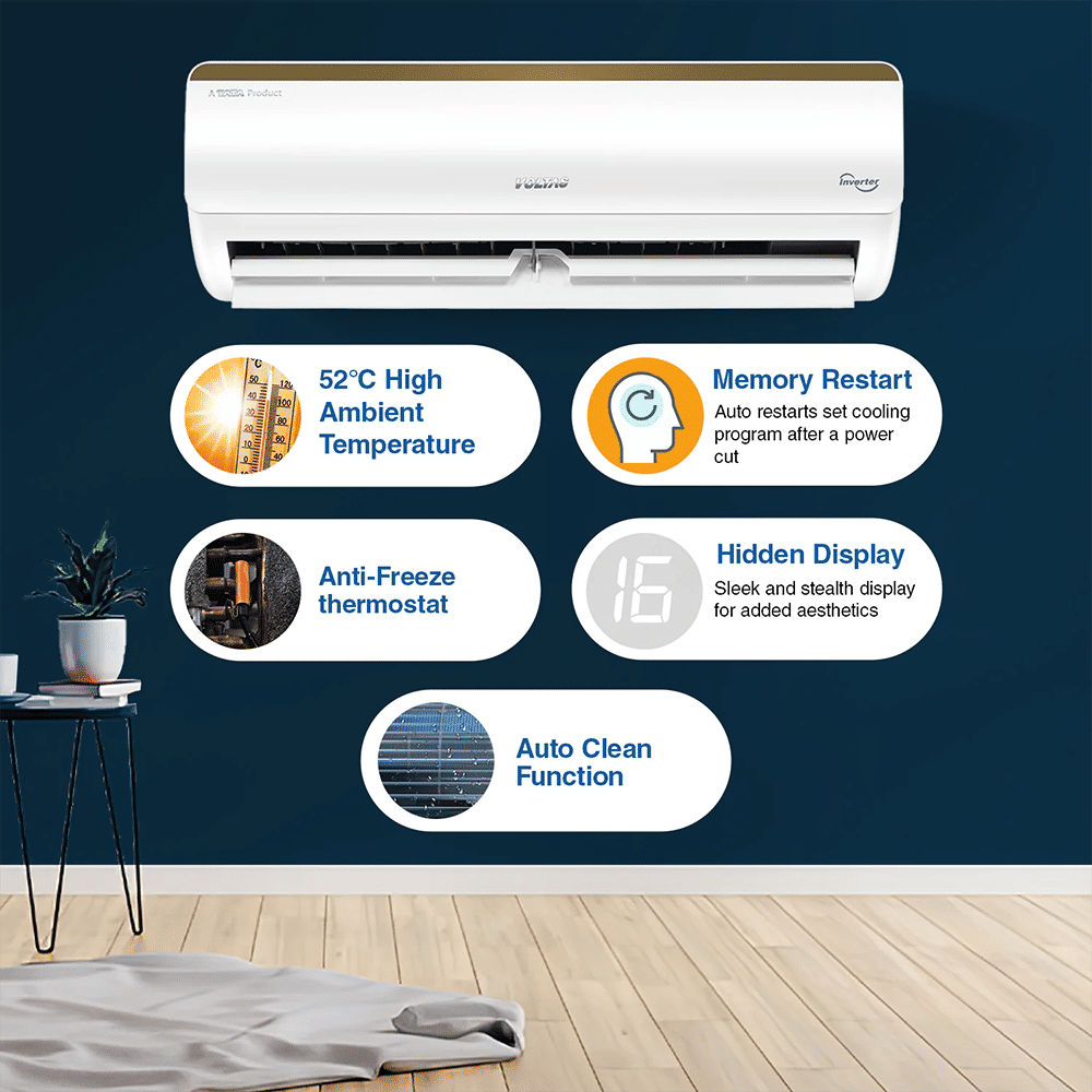 VOLTAS 125V Vertis Elite Gold 1 Ton 5 Star Inverter Split AC with Ice Wash Technology (Copper Condenser, Anti Dust Filter, 4503682) VOLTAS 125V Vertis Elite Gold 1 Ton 5 Star Inverter Split AC with Ice Wash Technology (Copper Condenser, Anti Dust Filter, 4503682)_7