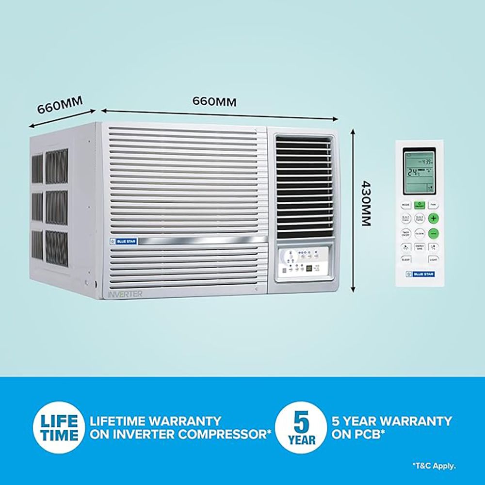 Blue Star L Series 5 in 1 Convertible 1.5 Ton 3 Star Inverter Window AC with Self Diagnosis (2025 Model, Copper Condenser, WIE318L) Blue Star L Series 5 in 1 Convertible 1.5 Ton 3 Star Inverter Window AC with Self Diagnosis (2025 Model, Copper Condenser, WIE318L)_6
