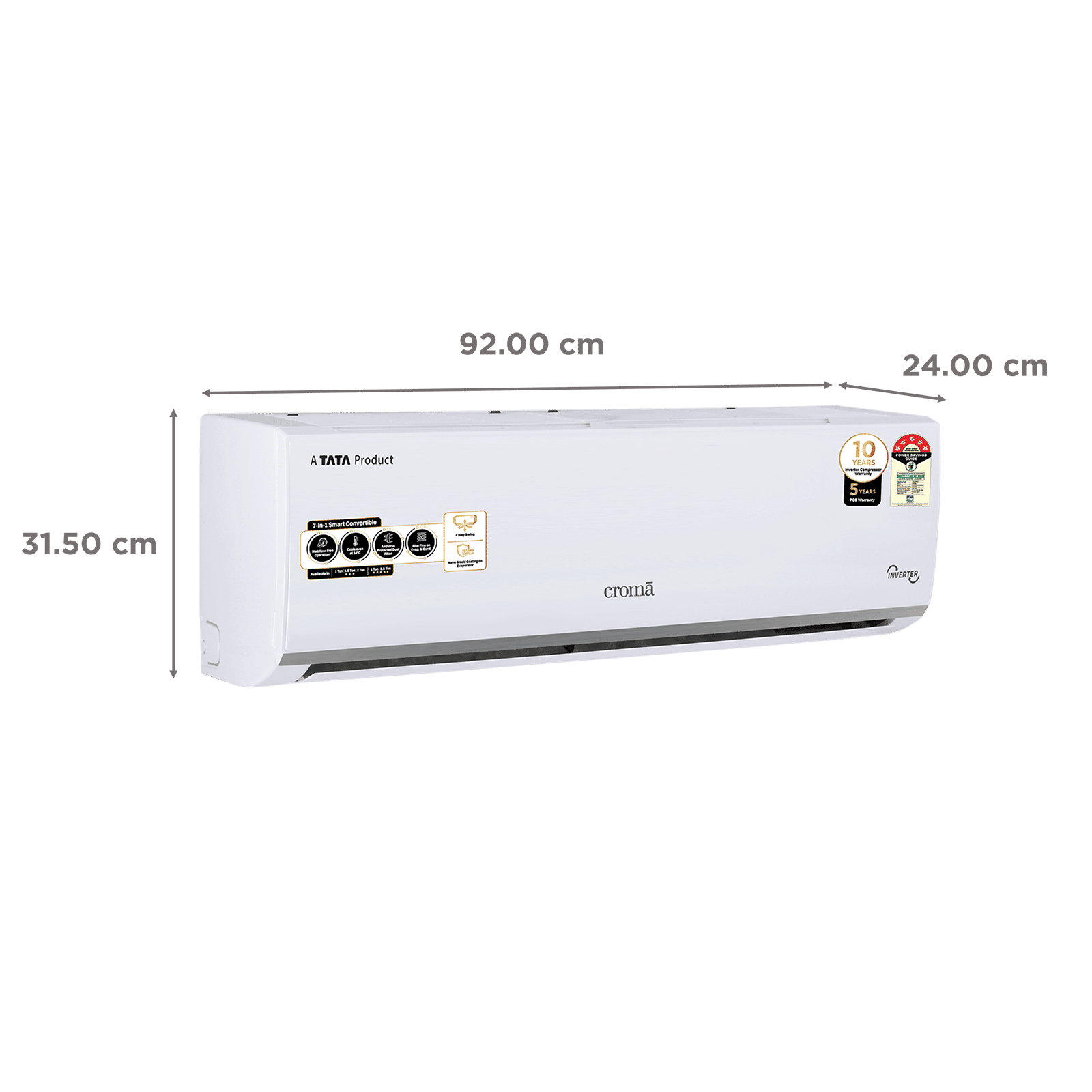 Croma 7 in 1 Convertible 1.5 Ton 5 Star Inverter Split AC with Temperature Sensor (2025 Model, Copper Condenser, CRLA018INF283280)_3