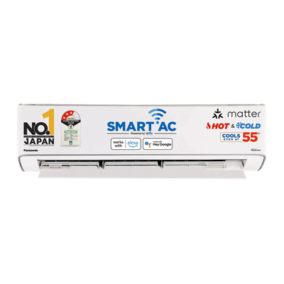 Panasonic EZ 7 in 1 Convertible 1.5 Ton 3 Star Hot & Cold Inverter Split Smart AC with Voice Control (2025 Model, Copper Condenser, CS/CU-EZ18BKYXFM)