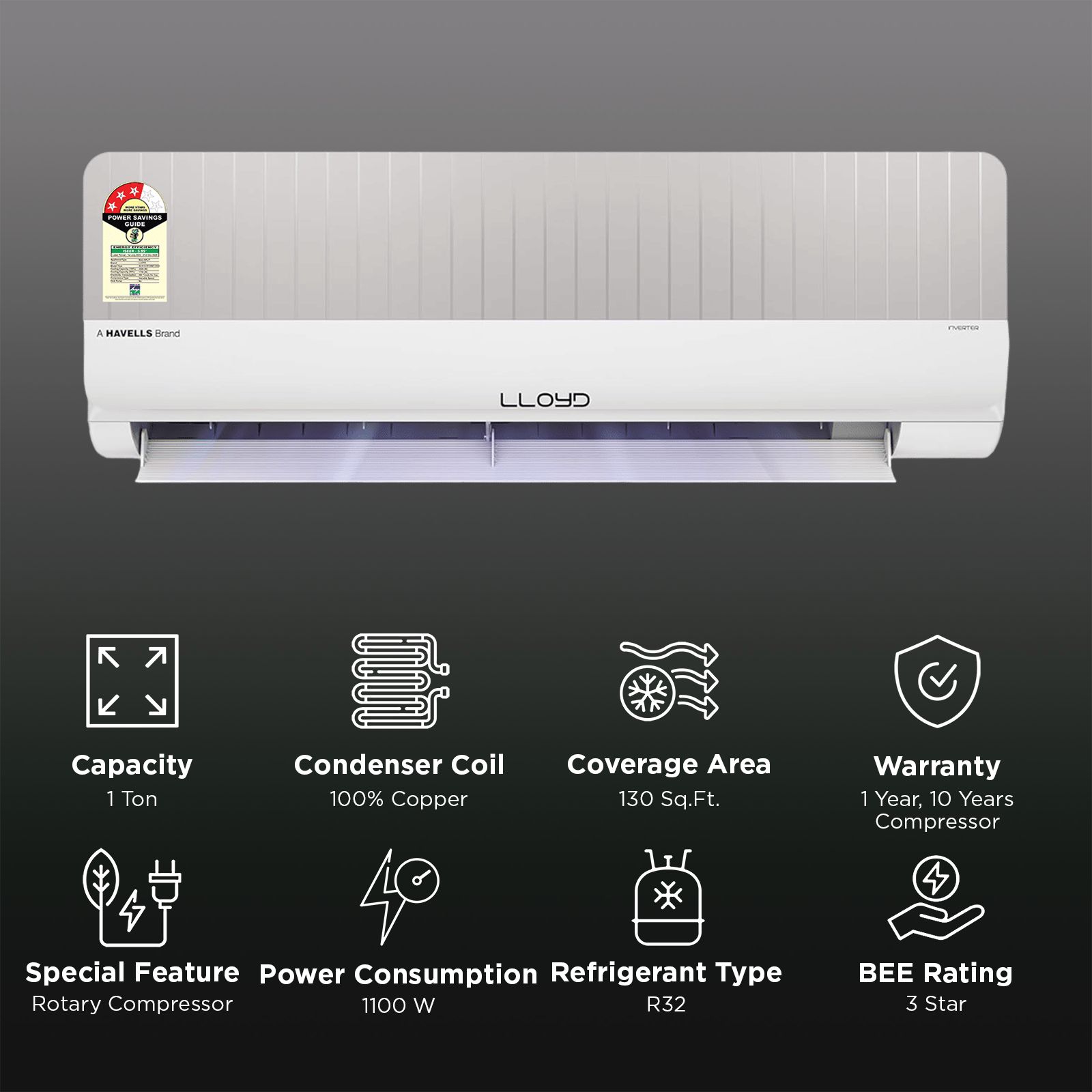 LLOYD Stylus 6 in 1 Convertible 1 Ton 3 Star Inverter Split Smart AC with Wi-Fi Supported (2025 Model, Copper Condenser, GLS12V3FONMY) LLOYD Stylus 6 in 1 Convertible 1 Ton 3 Star Inverter Split Smart AC with Wi-Fi Supported (2025 Model, Copper Condenser, GLS12V3FONMY)_2