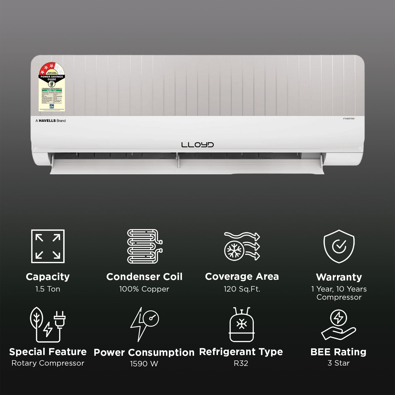 LLOYD Stylus 6 in 1 Convertible 1.5 Ton 3 Star Inverter Split Smart AC with Wi-Fi Supported (2025 Model, Copper Condenser, GLS18V3KONMY) LLOYD Stylus 6 in 1 Convertible 1.5 Ton 3 Star Inverter Split Smart AC with Wi-Fi Supported (2025 Model, Copper Condenser, GLS18V3KONMY)_2