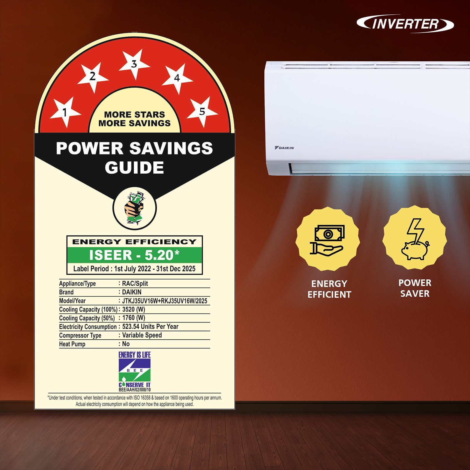 DAIKIN Streamer 1 Ton 5 Star Inverter Split AC (2025 Model, Copper Condenser, PM 1.0 Filter, JTKJ35)_10