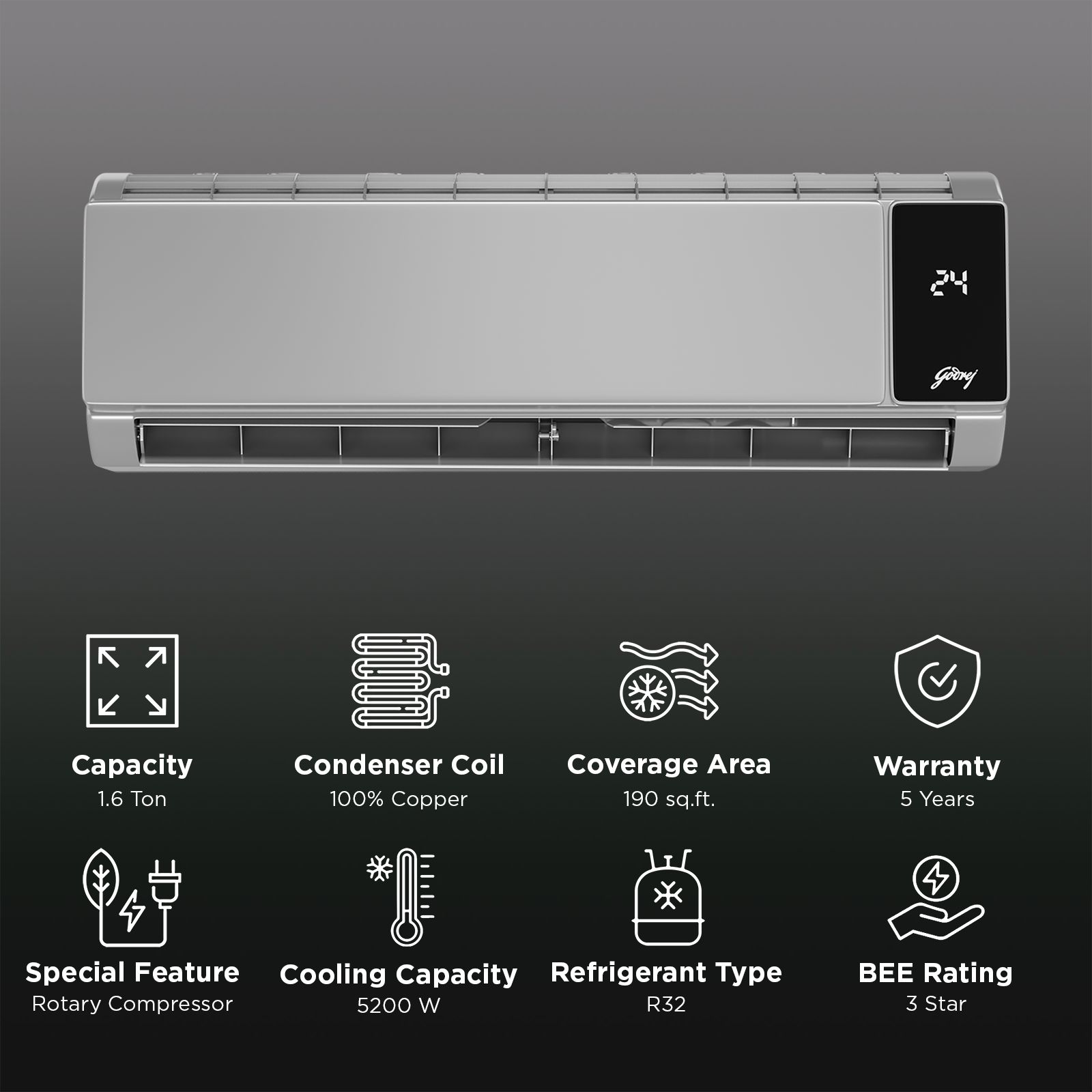 Godrej Magnus Series Convertible 1.6 Ton 3 Star Inverter Split AC with I-Sense Technology (2025 Model, Copper Condenser, SIC 18MTC3 SZR IOT)_2