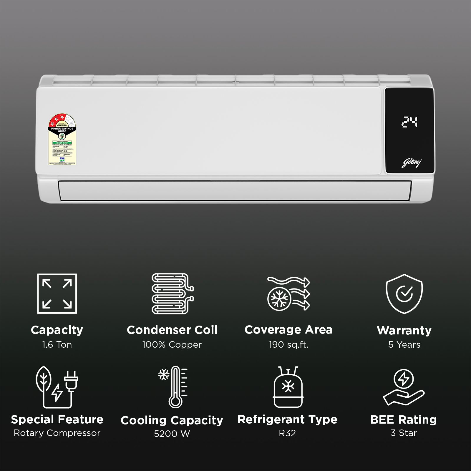 Godrej Magnus Series Convertible 1.6 Ton 3 Star Inverter Split AC with I-Sense Technology (2025 Model, Copper Condenser, SIC 18MTC3 WZR IOT) Godrej Magnus Series Convertible 1.6 Ton 3 Star Inverter Split AC with I-Sense Technology (2025 Model, Copper Condenser, SIC 18MTC3 WZR IOT)_2