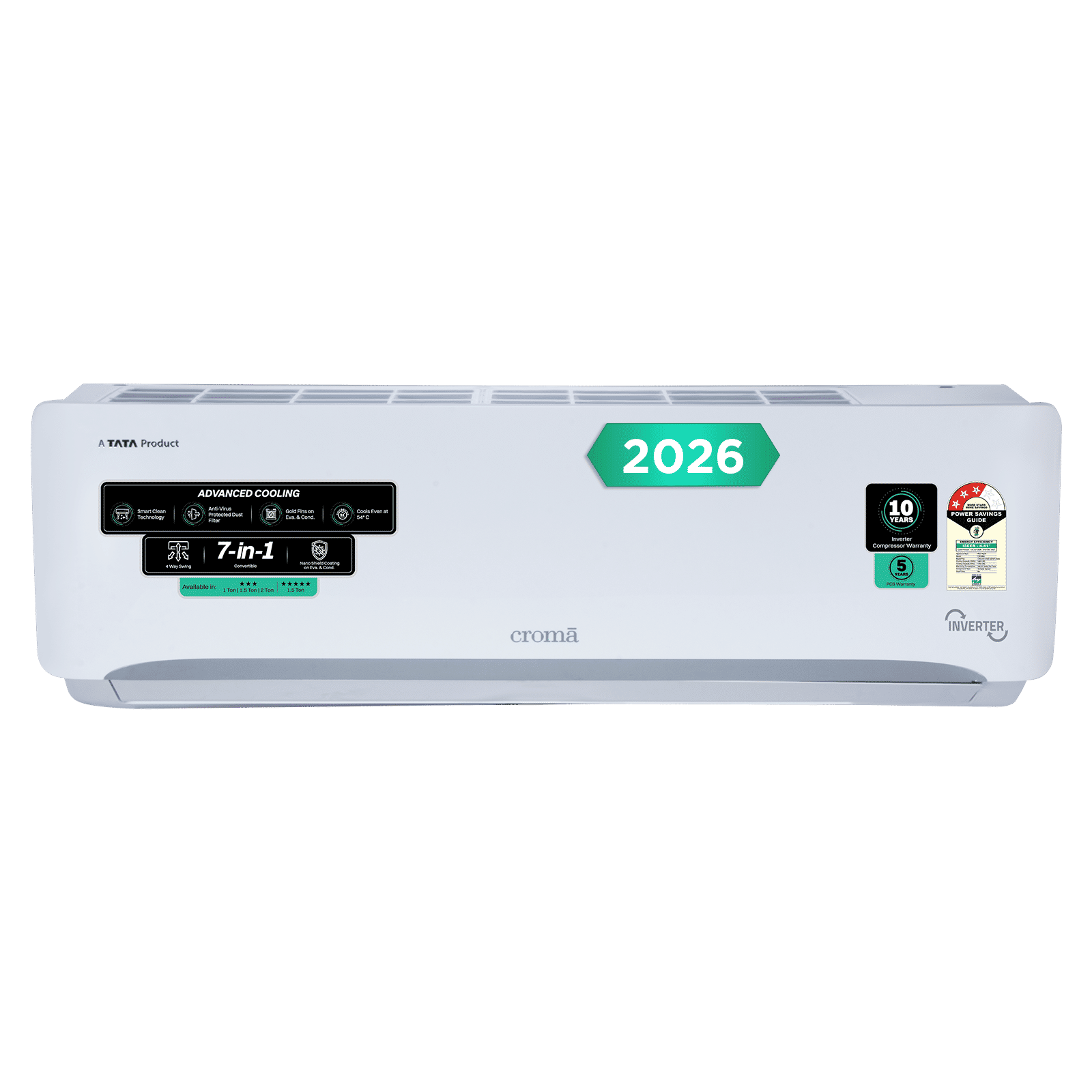 Croma 7 in 1 Convertible 1 Ton 3 Star Inverter Split AC with 4 Way Auto Swing (2026 Model, Copper Condenser, CRLA012IND342401) Croma 7 in 1 Convertible 1 Ton 3 Star Inverter Split AC with 4 Way Auto Swing (2026 Model, Copper Condenser, CRLA012IND342401)_1