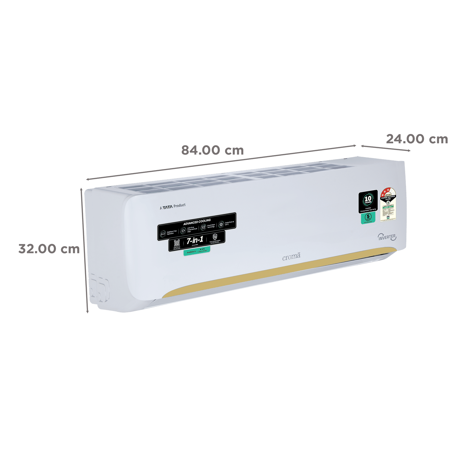 Croma 7 in 1 Convertible 1 Ton 3 Star Inverter Split AC with 4 Way Auto Swing (2026 Model, Copper Condenser, CRLA012IND342401) Croma 7 in 1 Convertible 1 Ton 3 Star Inverter Split AC with 4 Way Auto Swing (2026 Model, Copper Condenser, CRLA012IND342401)_3
