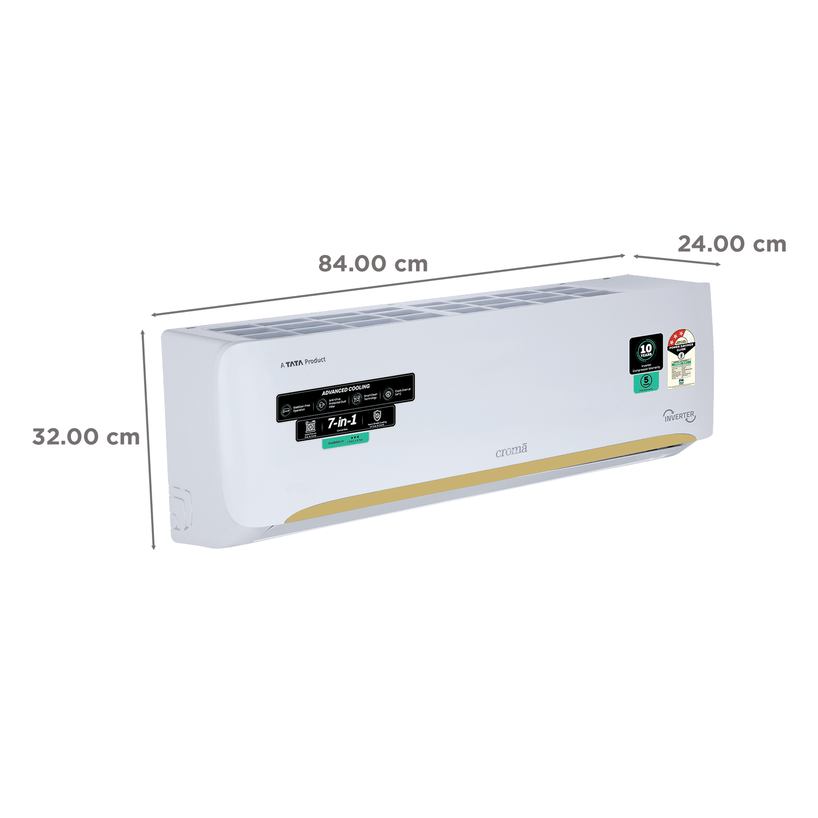 Croma 7 in 1 Convertible 1 Ton 3 Star Inverter Split AC with Self Diagnosis (2026 Model, Copper Condenser, CRLA012IND342402)_3