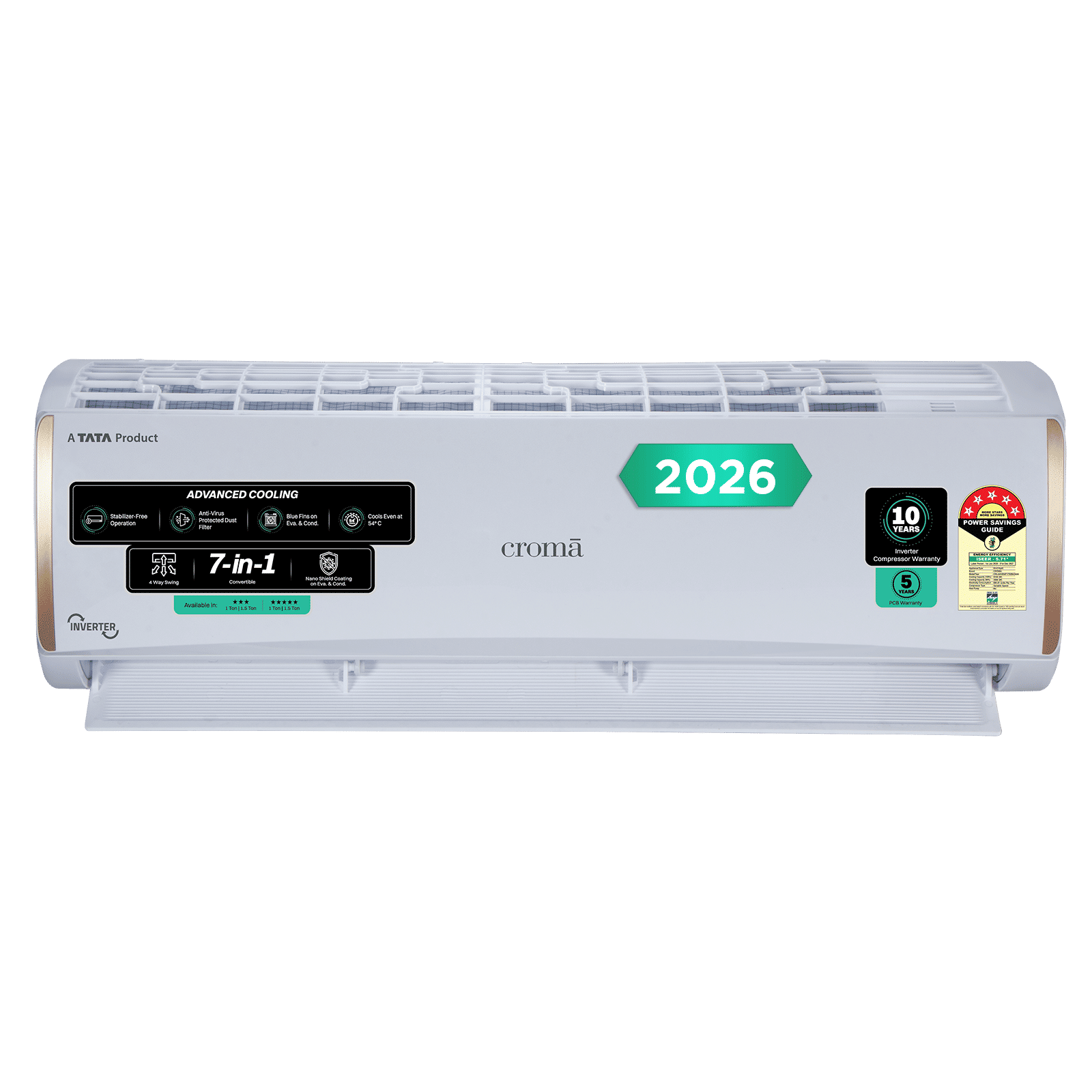 Croma 7 in 1 Convertible 1.5 Ton 5 Star Inverter Split AC with 4 Way Auto Swing (2026 Model, Copper Condenser, CRLA018INF170298) Croma 7 in 1 Convertible 1.5 Ton 5 Star Inverter Split AC with 4 Way Auto Swing (2026 Model, Copper Condenser, CRLA018INF170298)_1