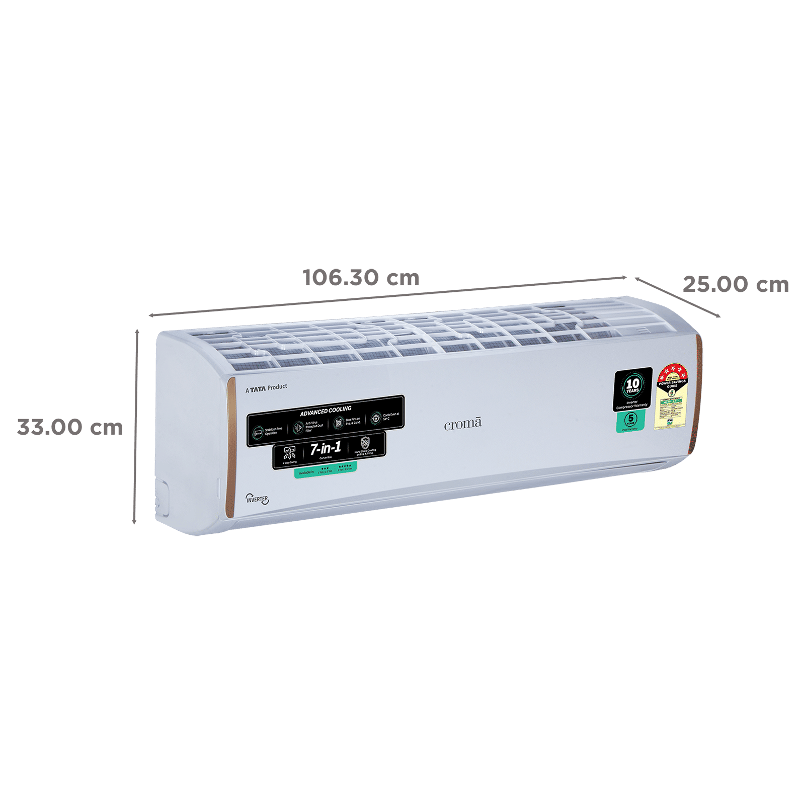 Croma 7 in 1 Convertible 1.5 Ton 5 Star Inverter Split AC with 4 Way Auto Swing (2026 Model, Copper Condenser, CRLA018INF170298) Croma 7 in 1 Convertible 1.5 Ton 5 Star Inverter Split AC with 4 Way Auto Swing (2026 Model, Copper Condenser, CRLA018INF170298)_3