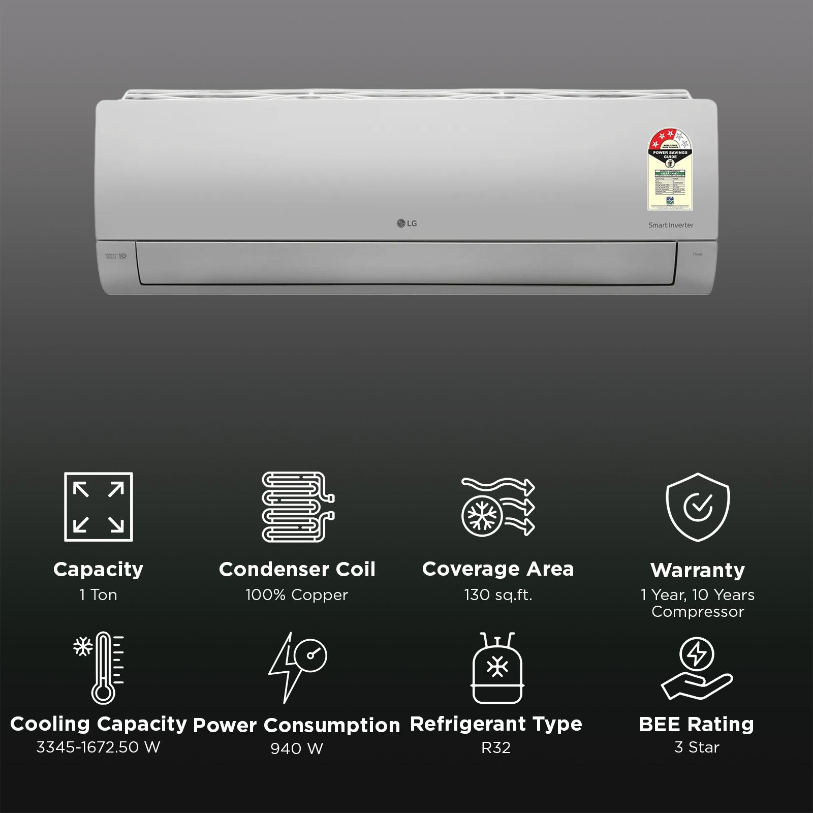 LG 6 in 1 Convertible 1 Ton 3 Star Inverter Split AC with Monsoon Comfort Feature (2025 Model, Copper Condenser, ASQ12YNXEAMLG) LG 6 in 1 Convertible 1 Ton 3 Star Inverter Split AC with Monsoon Comfort Feature (2025 Model, Copper Condenser, ASQ12YNXEAMLG)_2