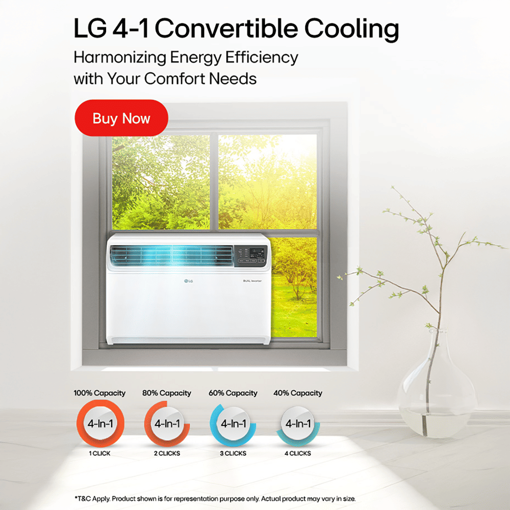 LG 4-in-1 Convertible 1.5 Ton 3 Star Window AC with Dual Rotary Compressor (Copper Condenser, AW-Q18WUXA.ASLG)_7