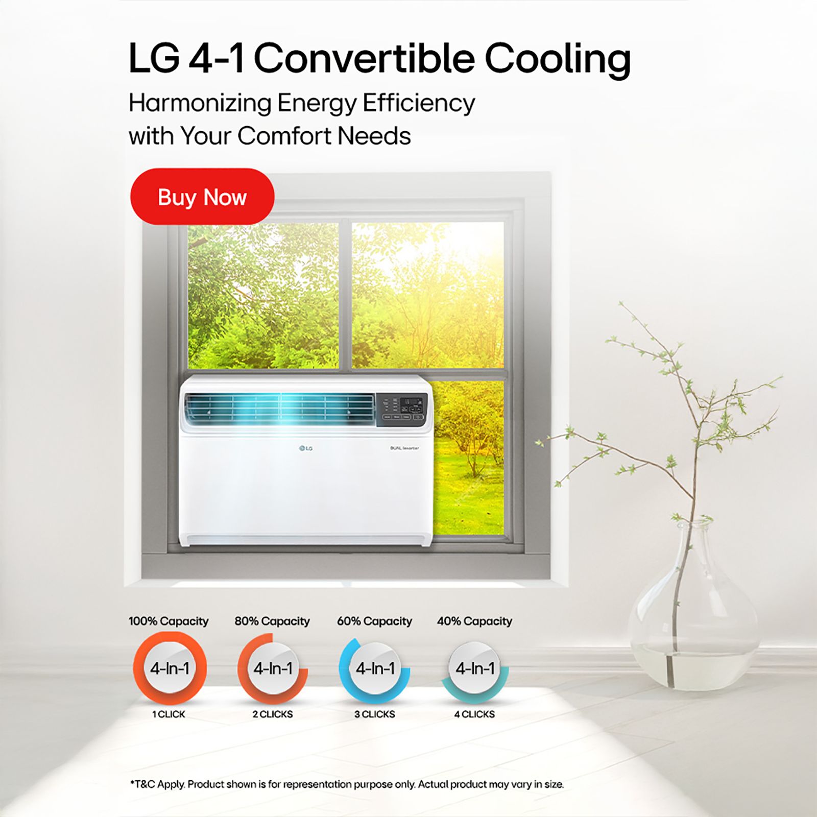 LG 4 in 1 Convertible 1.5 Ton 5 Star Inverter Window Smart AC with Energy Manager Plus (Copper Condenser, AW-Q18WWZA.ASLG)_5