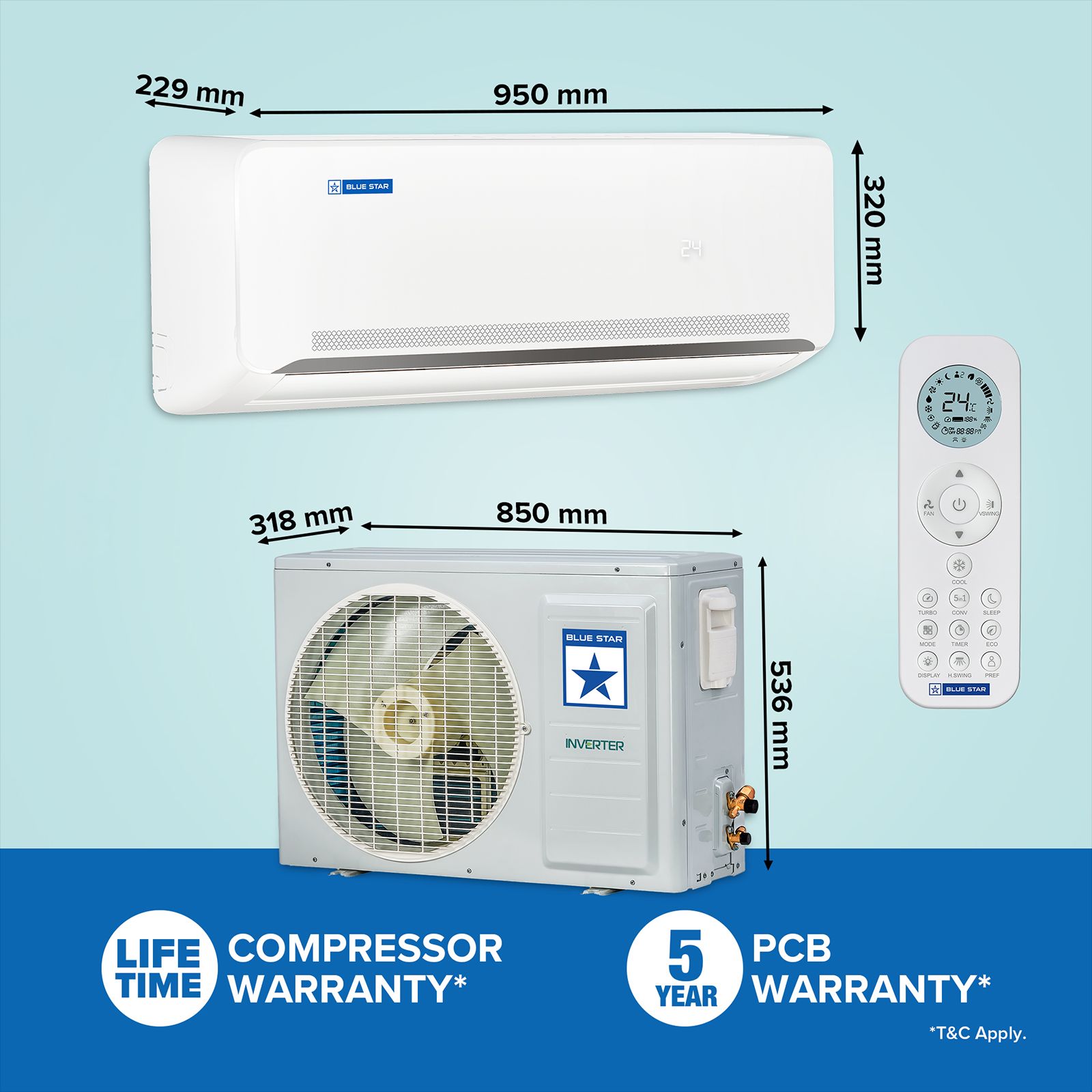 Blue Star N Series Convertible 1 Ton 5 Star Inverter Split Smart AC with Voice Command Technology (2026 Model, Copper Condenser, IA512NXUS) Blue Star N Series Convertible 1 Ton 5 Star Inverter Split Smart AC with Voice Command Technology (2026 Model, Copper Condenser, IA512NXUS)_11