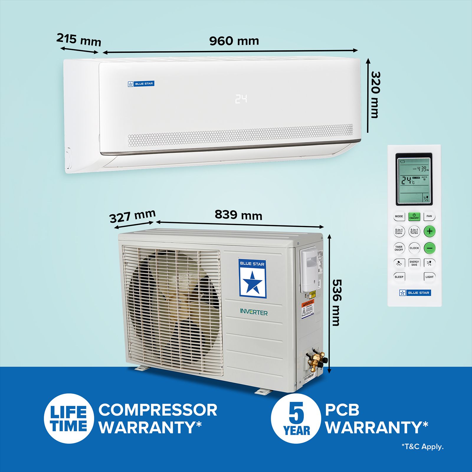 Blue Star M Series 5 in 1 Convertible 1.5 Ton 3 Star Inverter Split AC with AI Pro (2026 Model, Copper Condenser, IA318MXU) Blue Star M Series 5 in 1 Convertible 1.5 Ton 3 Star Inverter Split AC with AI Pro (2026 Model, Copper Condenser, IA318MXU)_12