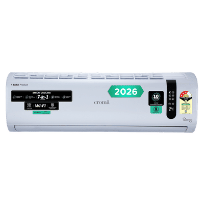 Croma 7 in 1 Convertible 1 Ton 3 Star Inverter Split Smart AC with Nano Shield and Blue Fin Protection (2026 Model, Copper Condenser, CRLAS12IND170210)