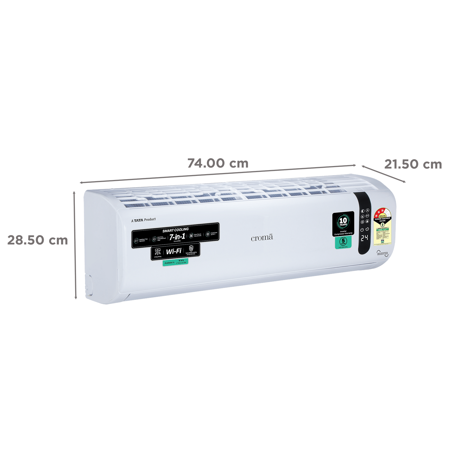 Croma 7 in 1 Convertible 1 Ton 3 Star Inverter Split Smart AC with Nano Shield and Blue Fin Protection (2026 Model, Copper Condenser, CRLAS12IND170210) Croma 7 in 1 Convertible 1 Ton 3 Star Inverter Split Smart AC with Nano Shield and Blue Fin Protection (2026 Model, Copper Condenser, CRLAS12IND170210)_3