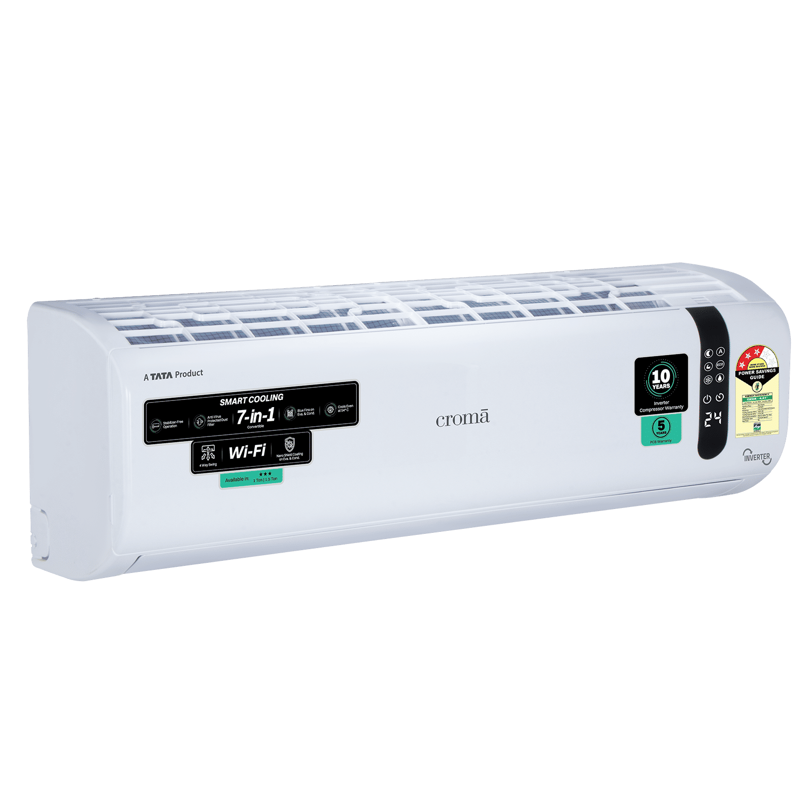 Croma 7 in 1 Convertible 1 Ton 3 Star Inverter Split Smart AC with Nano Shield and Blue Fin Protection (2026 Model, Copper Condenser, CRLAS12IND170210) Croma 7 in 1 Convertible 1 Ton 3 Star Inverter Split Smart AC with Nano Shield and Blue Fin Protection (2026 Model, Copper Condenser, CRLAS12IND170210)_6
