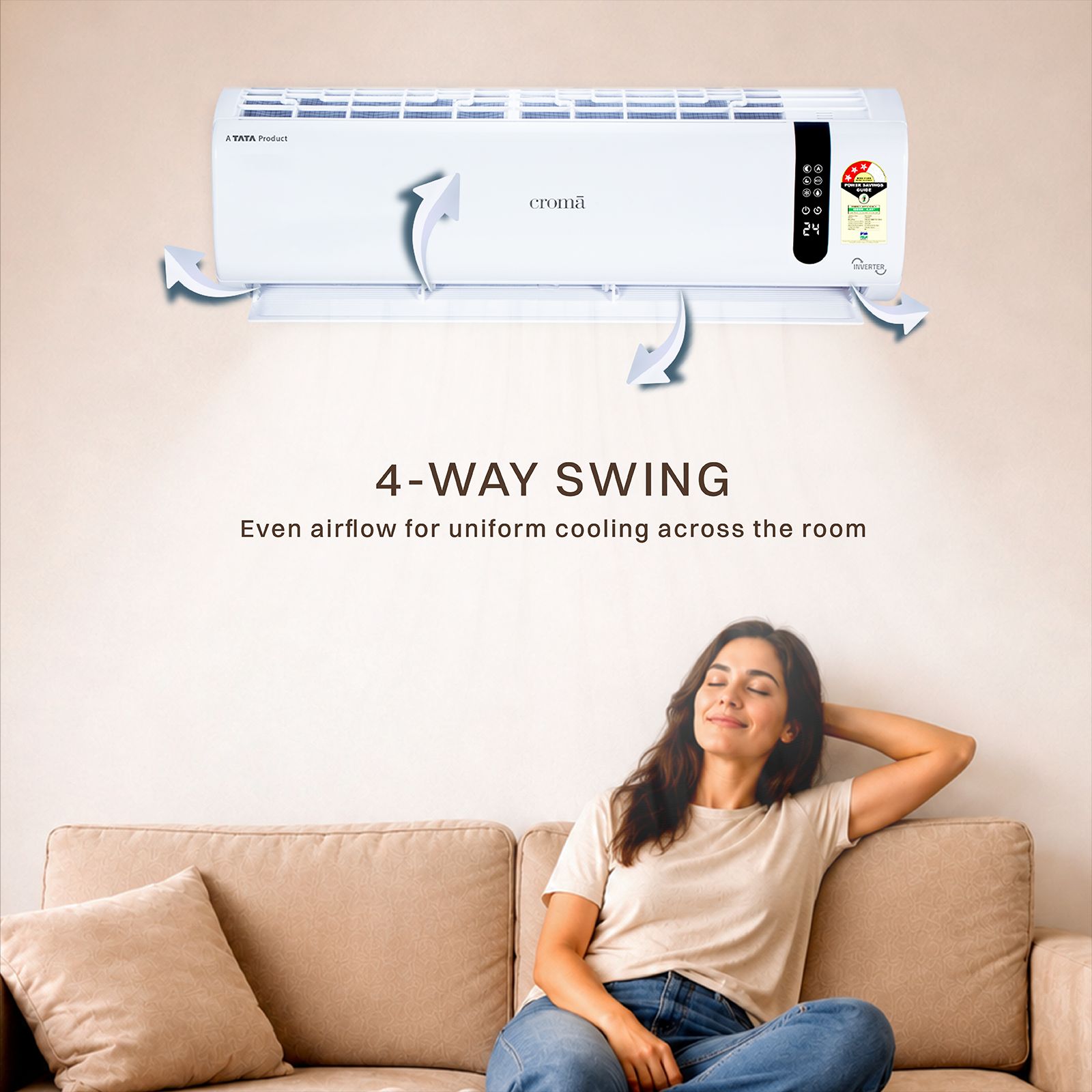 Croma 7 in 1 Convertible 1 Ton 3 Star Inverter Split Smart AC with Nano Shield and Blue Fin Protection (2026 Model, Copper Condenser, CRLAS12IND170210) Croma 7 in 1 Convertible 1 Ton 3 Star Inverter Split Smart AC with Nano Shield and Blue Fin Protection (2026 Model, Copper Condenser, CRLAS12IND170210)_9