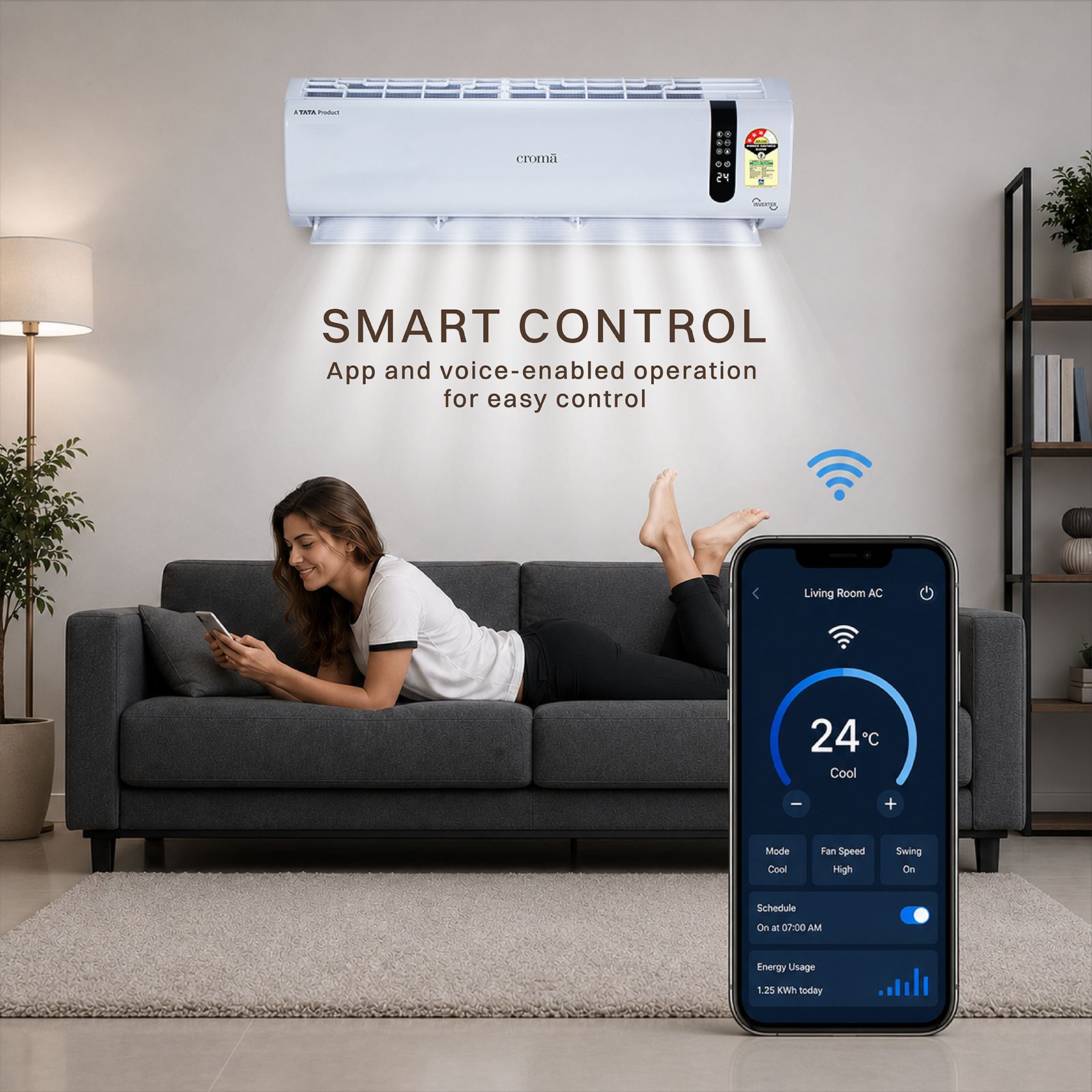 Croma 7 in 1 Convertible 1.5 Ton 3 Star Inverter Split Smart AC with Wi-Fi Enabled (2026 Model, Copper Condenser, CRLAS18IND170211) Croma 7 in 1 Convertible 1.5 Ton 3 Star Inverter Split Smart AC with Wi-Fi Enabled (2026 Model, Copper Condenser, CRLAS18IND170211)_14